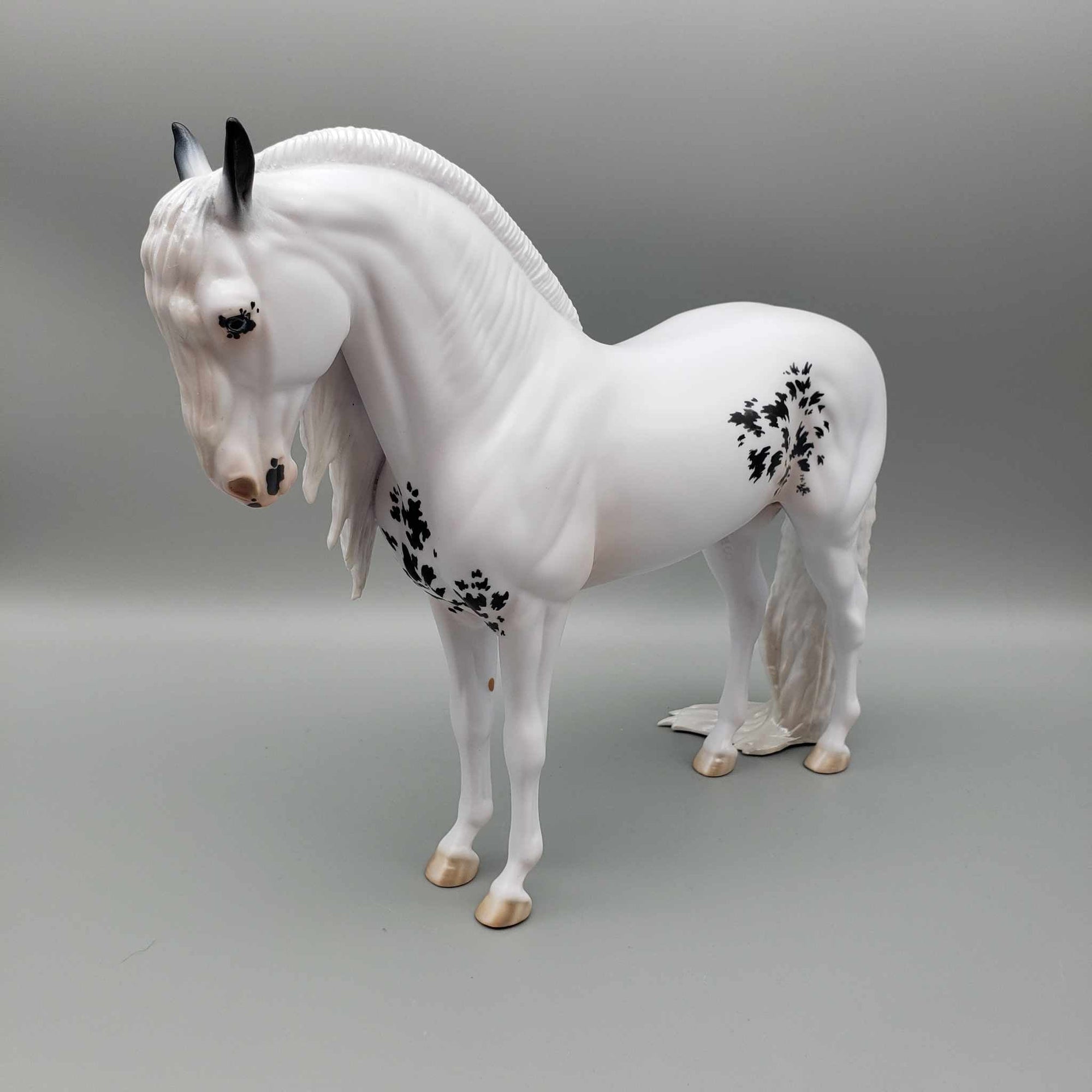 Snow Camo OOAK Black &amp; White Sabino W/ Long Mane &amp; Puddle Tail Andalusian By Jess Hamill Holiday Sale HS23