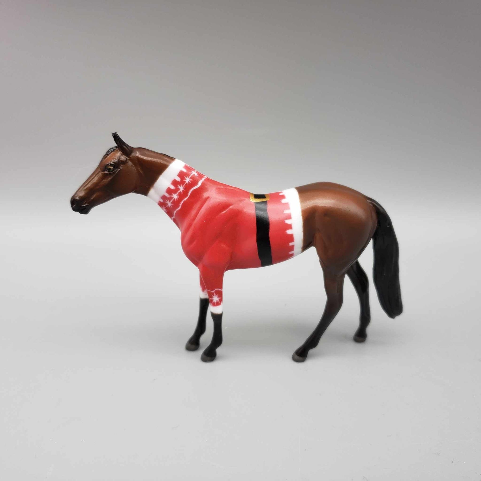 Santa Sweater OOAK Deco Bay W/ Santa Sweater Thoroughbred Chip By Jess Hamill Holiday Sale HS23