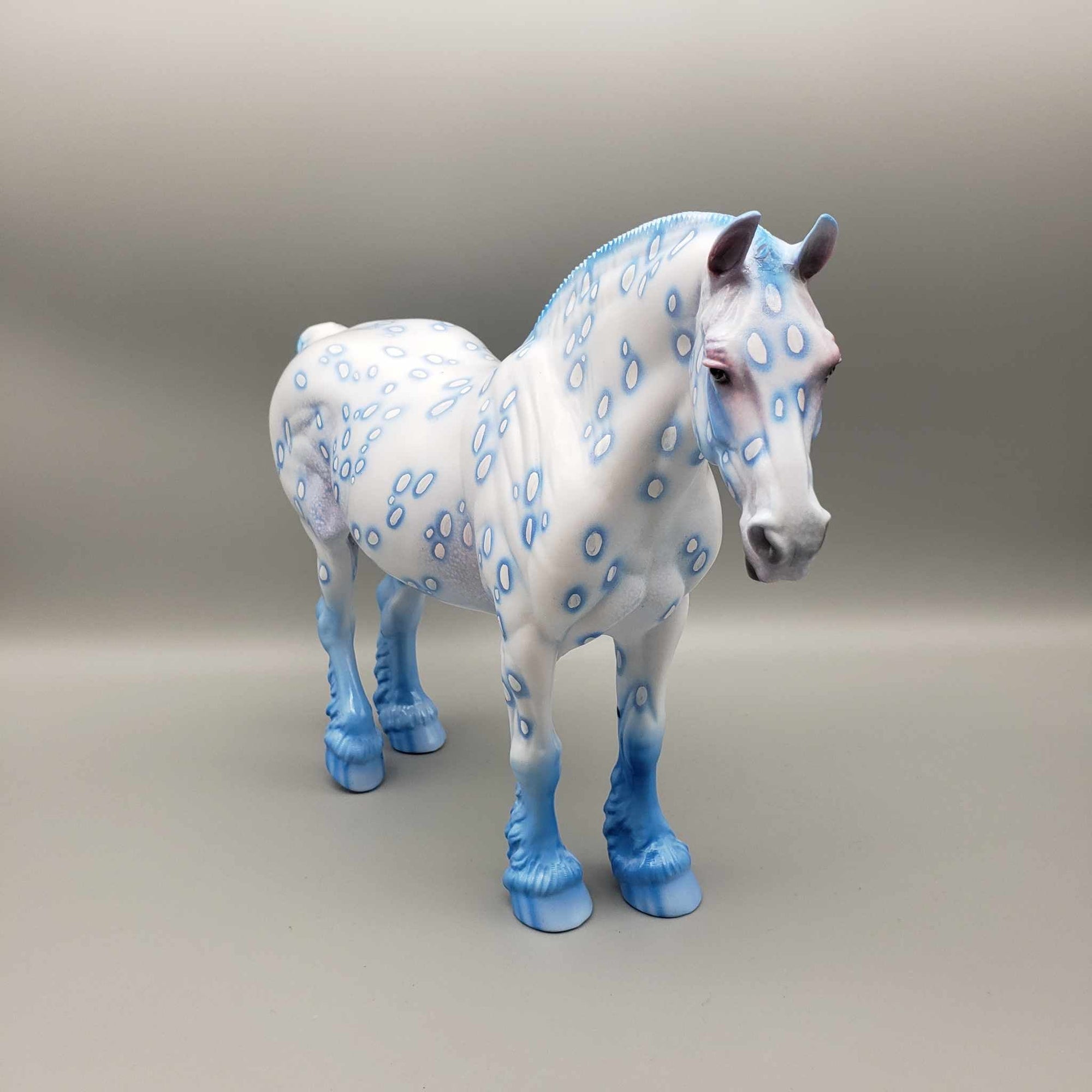 Winter OOAK Deco Blue Leopard Appaloosa Draft By Dawn Quick Holiday Sale HS23