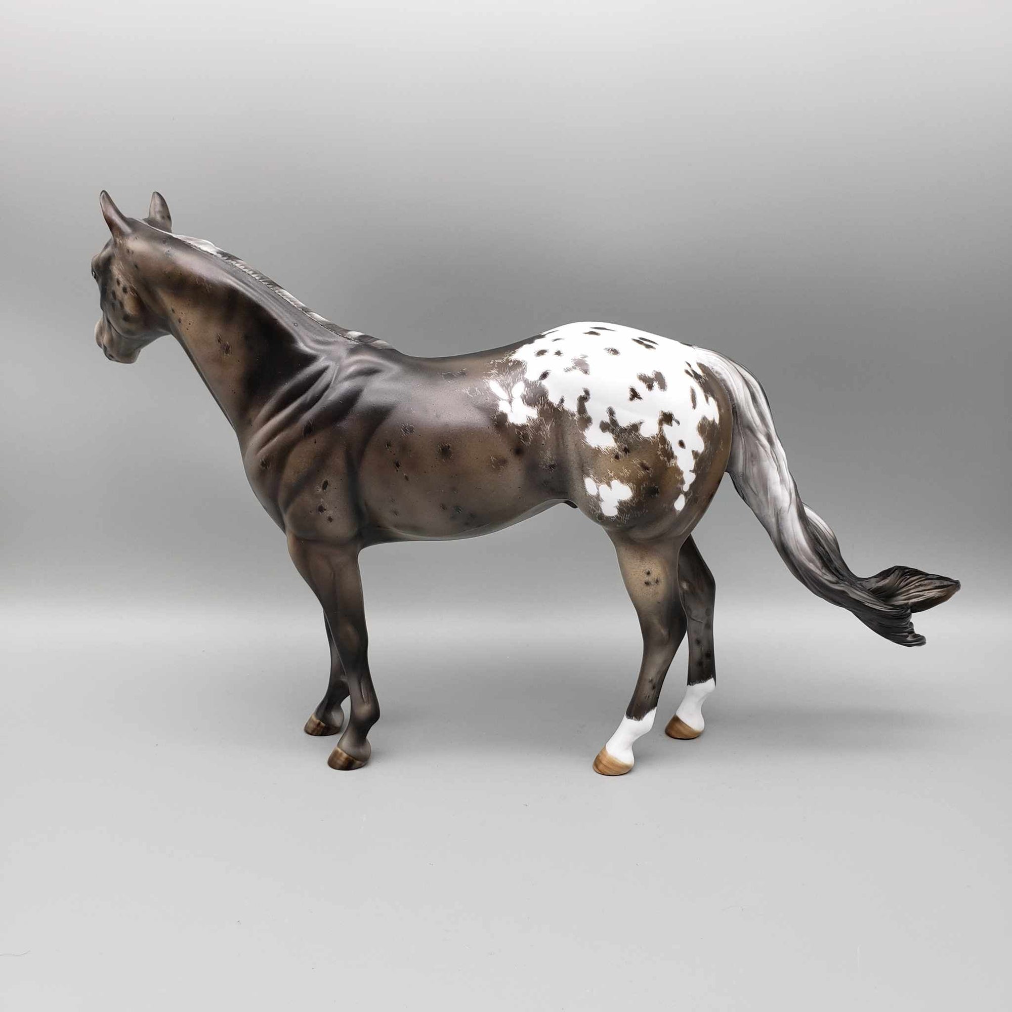 Karamu OOAK Gray Appaloosa Custom Mane &amp; Tail W/ Etching By Julie Keim Holiday Sale HS23