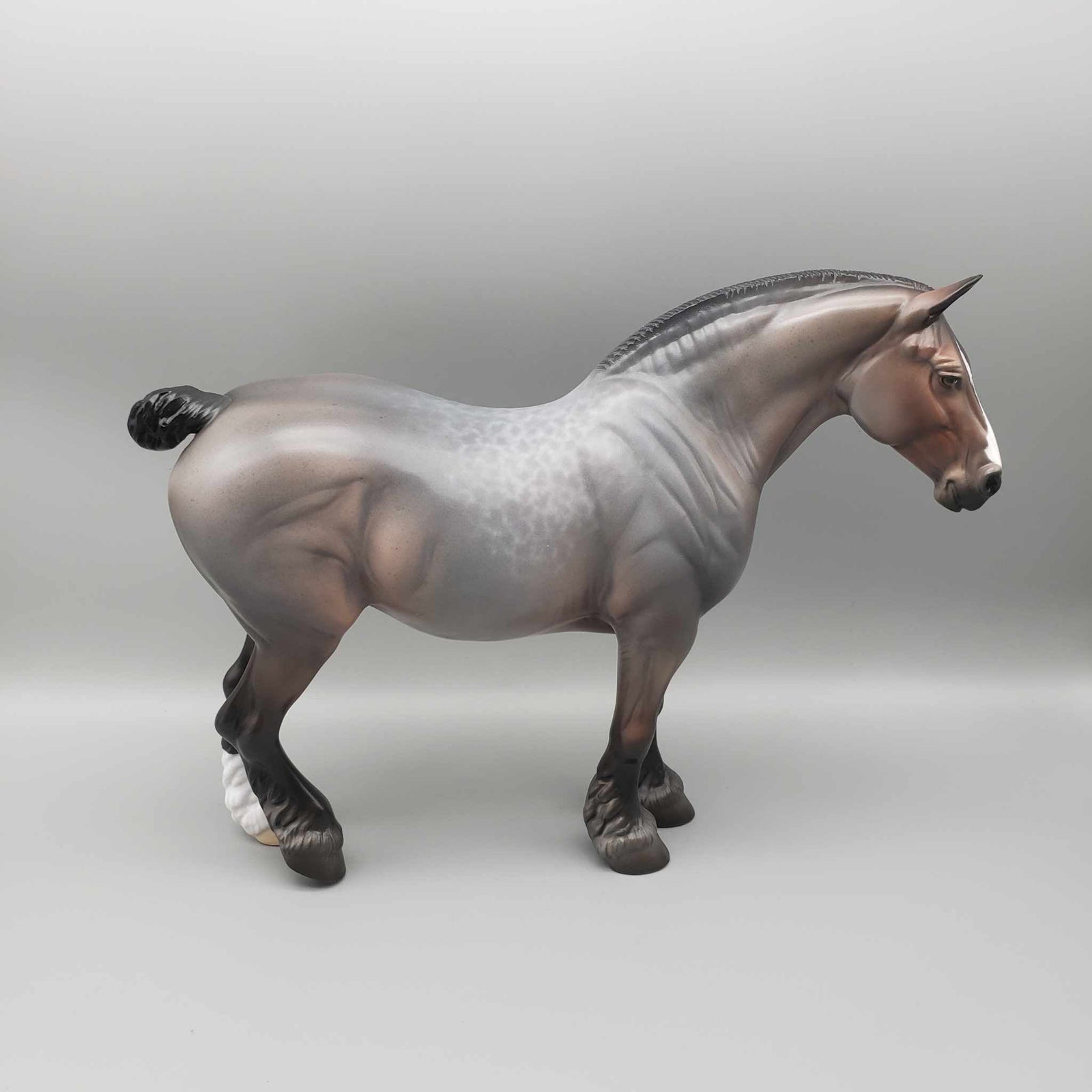 Generosity OOAK Reverse Dapple Bay Roan Draft W/ Blaze & Leg Marking By Jess Hamill Holiday Sale HS23