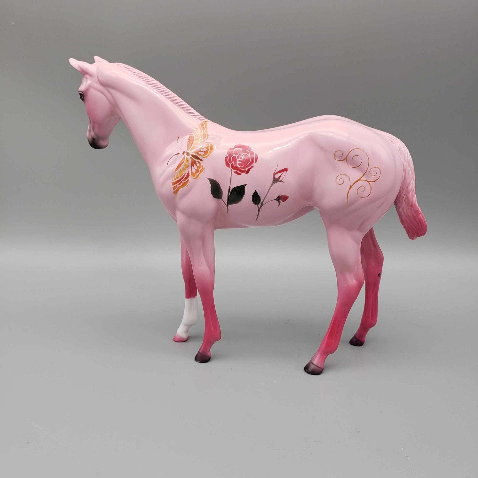 Love In Bloom OOAK GLOSSY Roses and Butterfly Pink Deco Weanling By Dawn Quick Fall Into Autumn Random Drop Sale 9/23