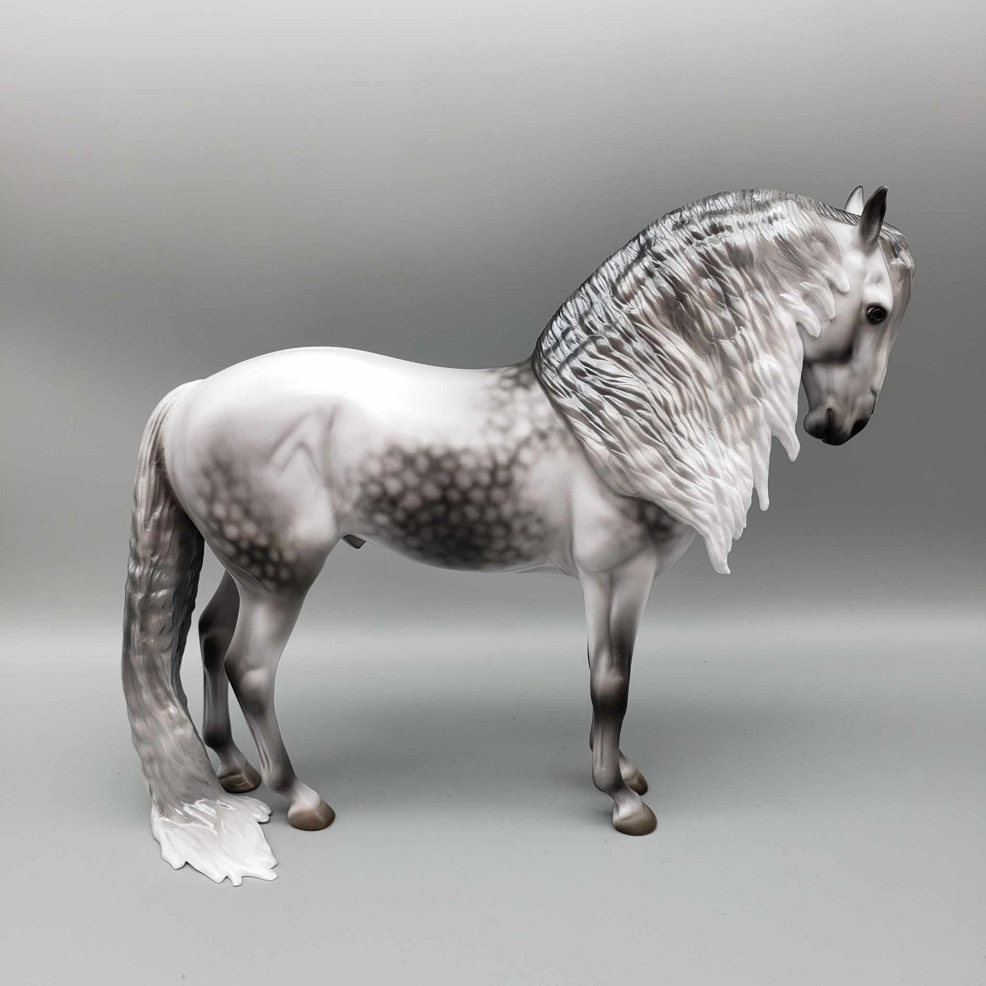 Snow Shower OOAK Dappled Gray W/ Long Mane &amp; Puddle Tail Andalusian By Jess Hamill Holiday Sale HS23