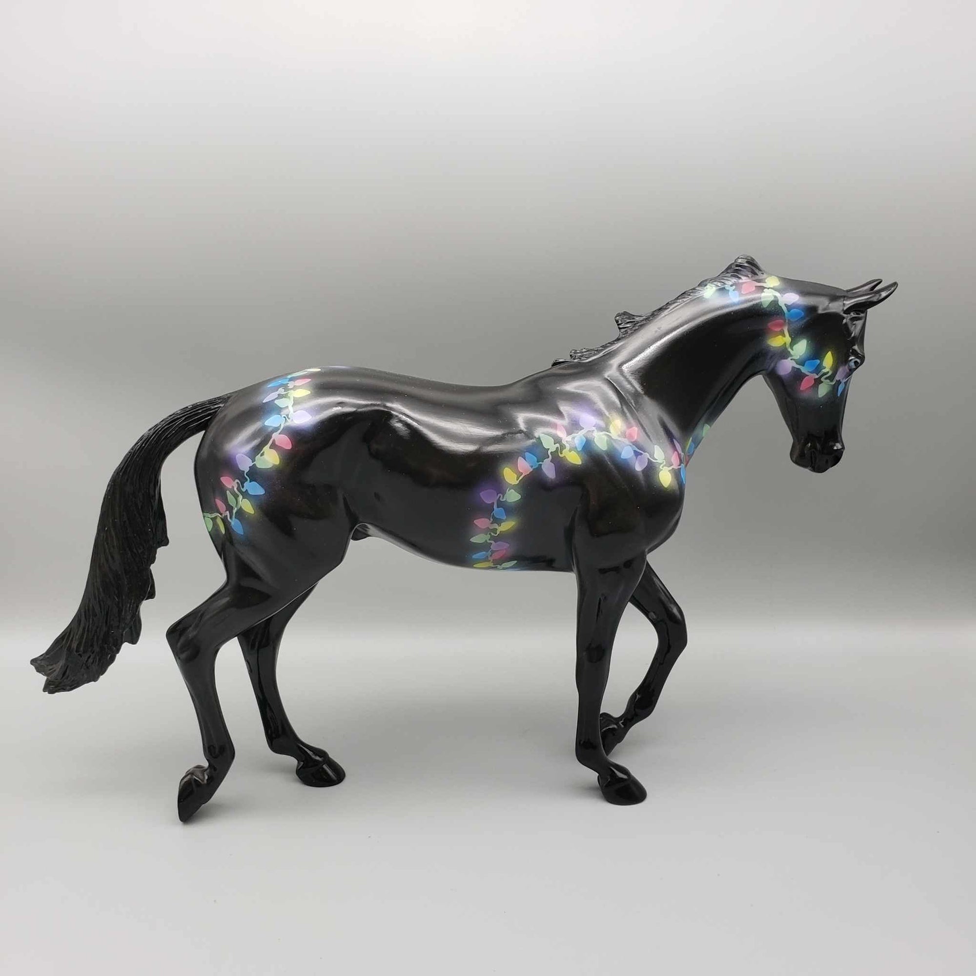 Lights A Glow OOAK Deco Black W/ Colored X-Mas Lights Thoroughbred By Dawn Quick Holiday Sale HS23