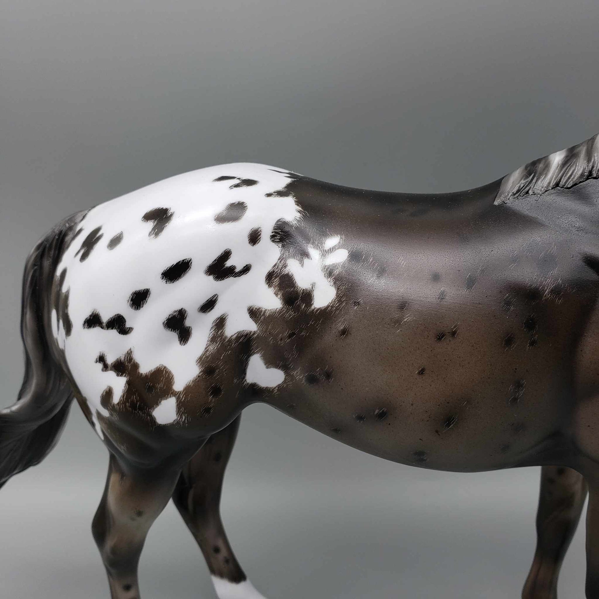 Karamu OOAK Gray Appaloosa Custom Mane &amp; Tail W/ Etching By Julie Keim Holiday Sale HS23
