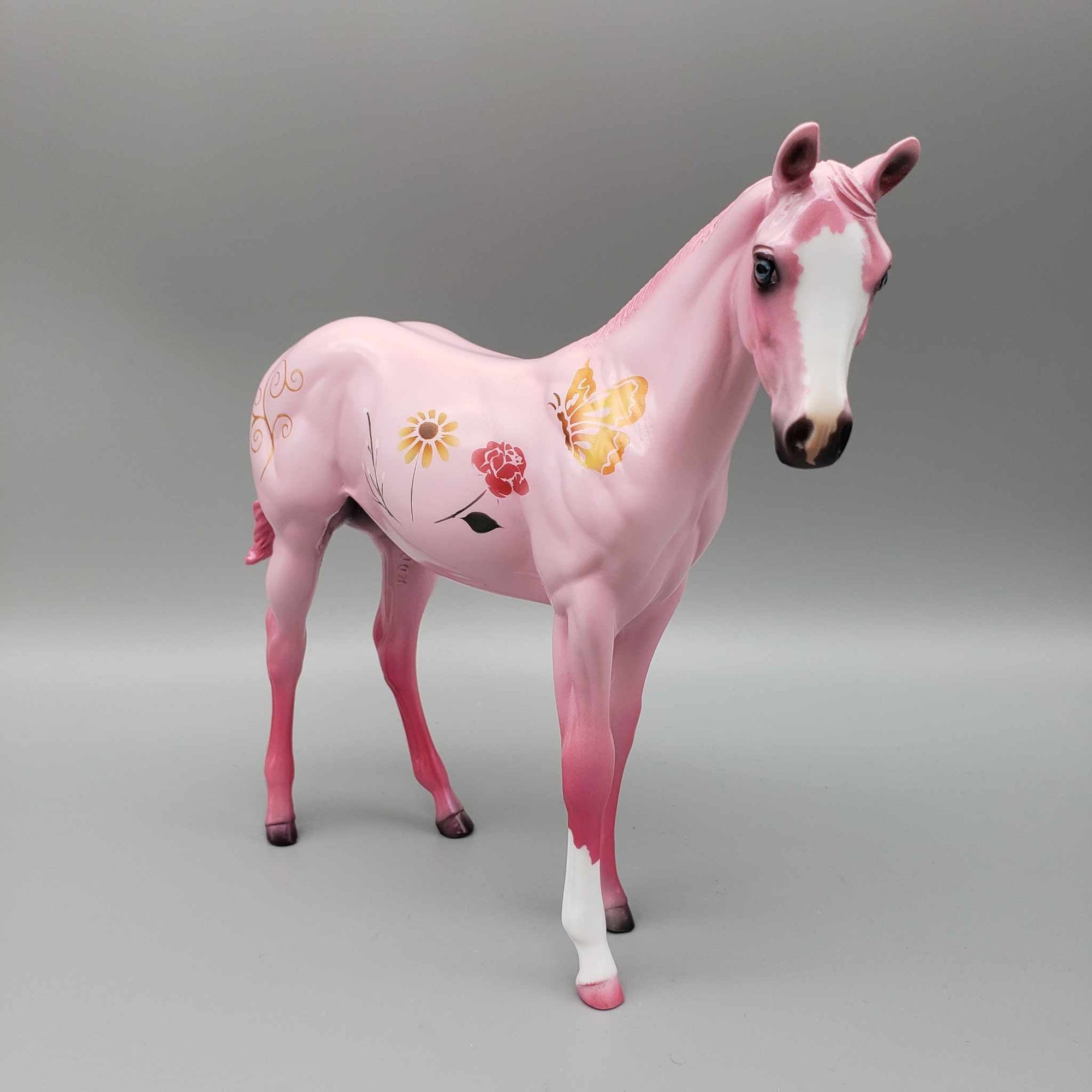 Love In Bloom OOAK GLOSSY Roses and Butterfly Pink Deco Weanling By Dawn Quick Fall Into Autumn Random Drop Sale 9/23