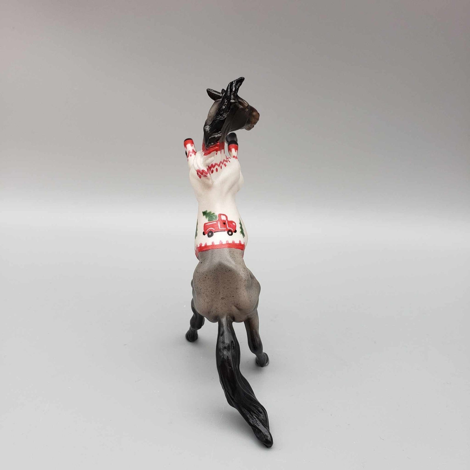 Red Truck Sweater OOAK Deco Blue Roan W/ Red Truck Sweater Rearing Chip By Jess Hamill Holiday Sale HS23