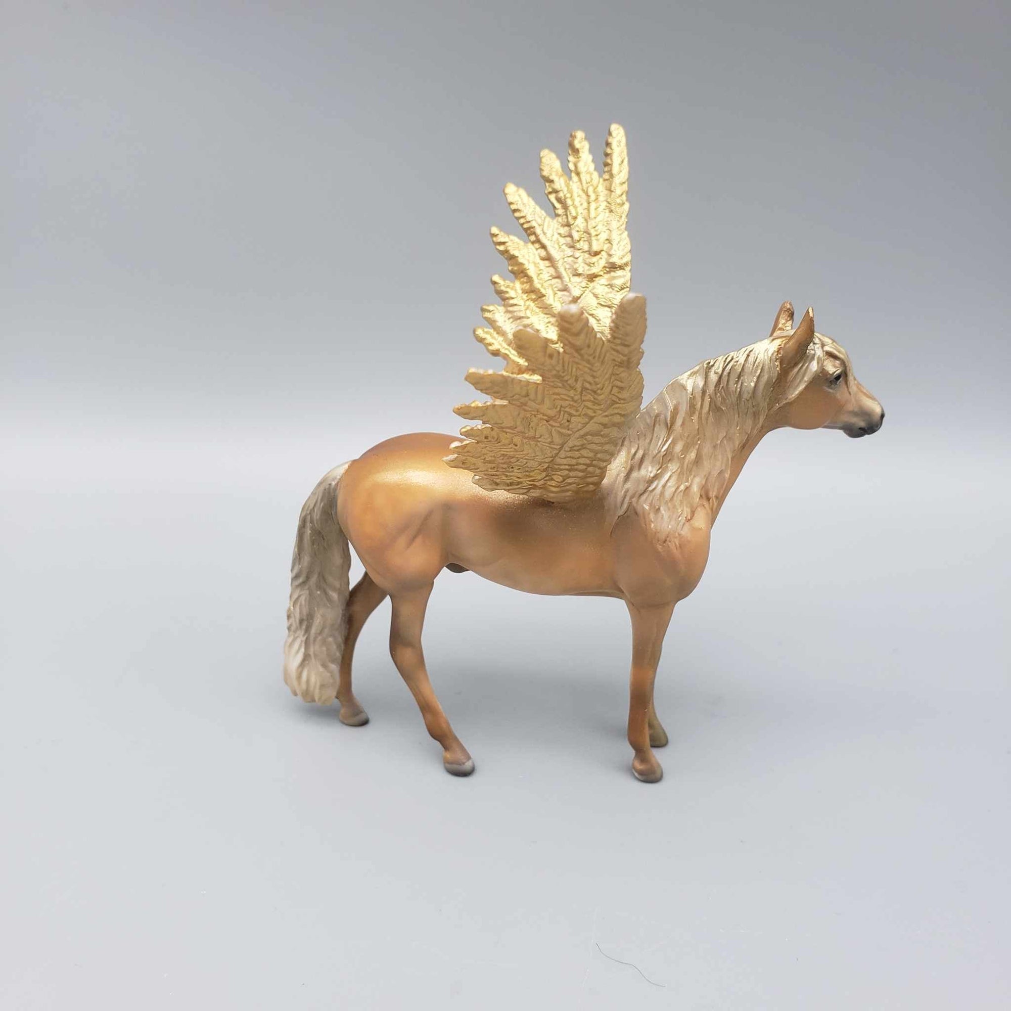 Gold Tinsel OOAK Dappled Gold Chestnut Deco Winged Morgen Chip By Julie Kiem FACEBOOK AUCTION Holiday Sale HS23