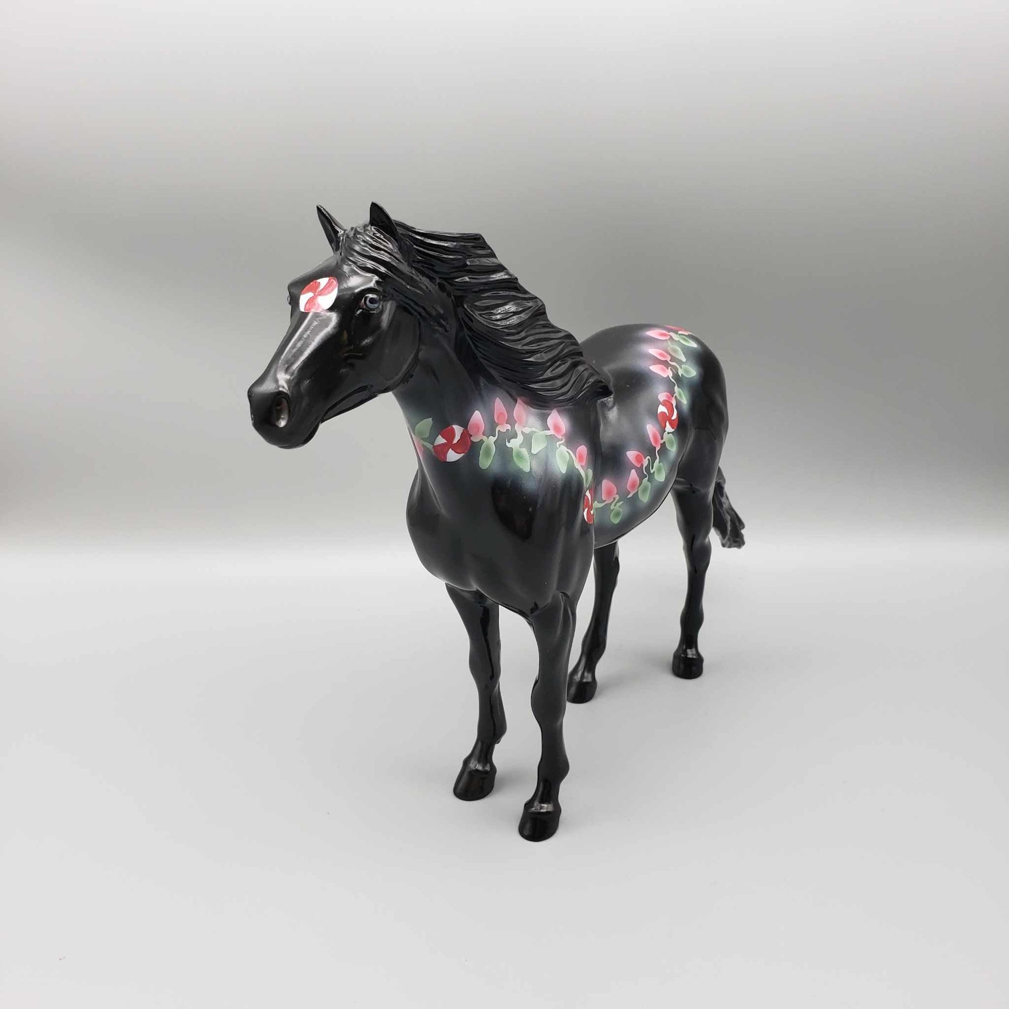 Sweet Lights OOAK Deco Black W/ Red &amp; Green X-Mas Lights &amp; Peppermints Mustang By Dawn Quick Holiday Sale HS23