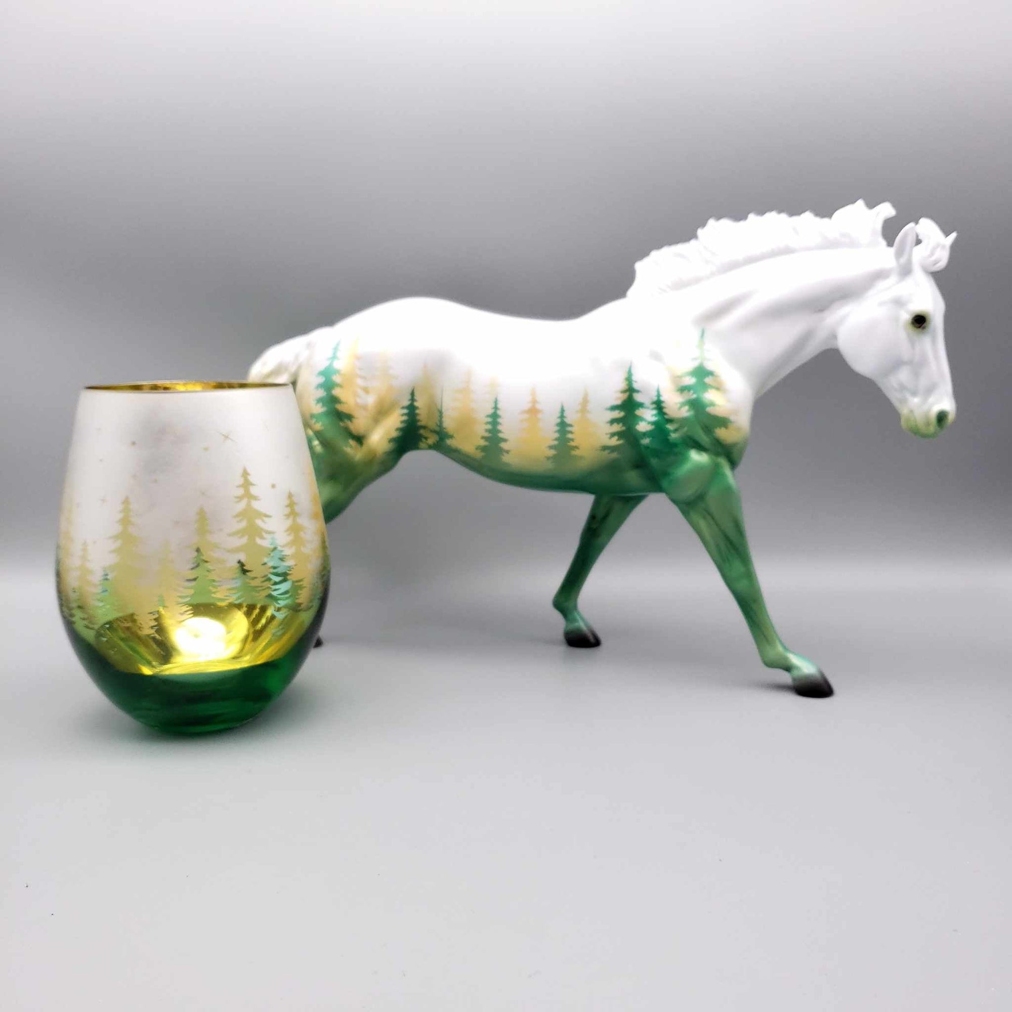 Silent Winter OOAK Deco Remington and Candle Holder Set By Ashley Palmer Facebook Auction Holiday Sale HS23