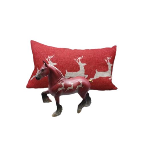 Three Reindeer Jumping OOAK Deco Trotting Drafter with Pillow Set Holiday Sale HS23