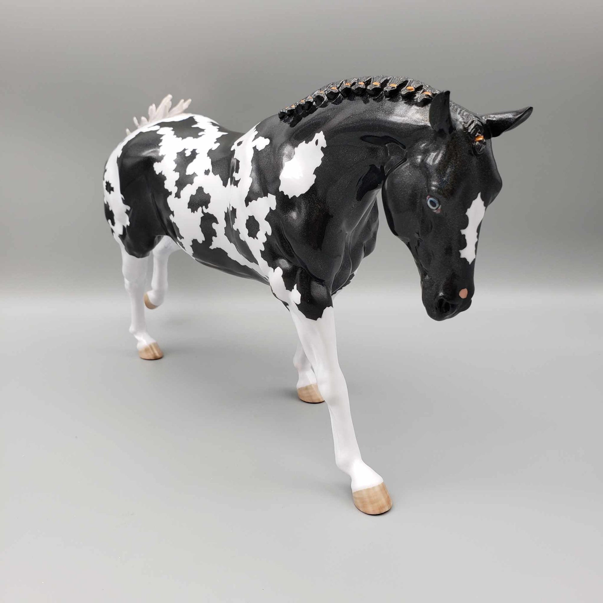 Witches Brew Holographic Black Pinto Running Stock Horse  By Myla Pearce Best Offers 10/16/23