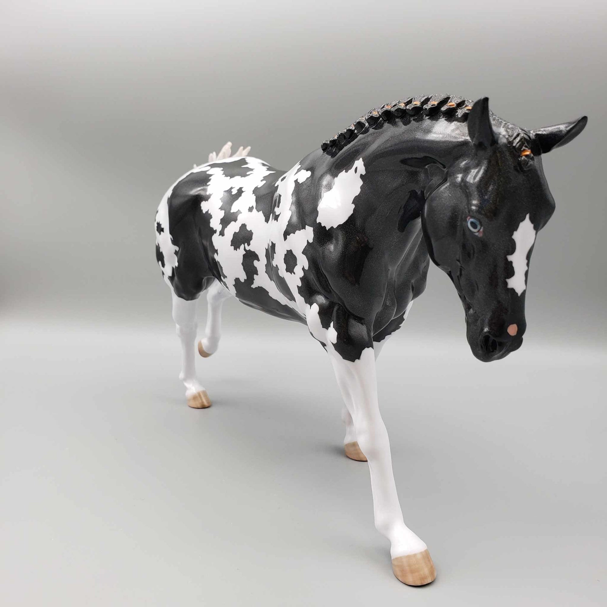 Witches Brew Holographic Black Pinto Running Stock Horse  By Myla Pearce Best Offers 10/16/23