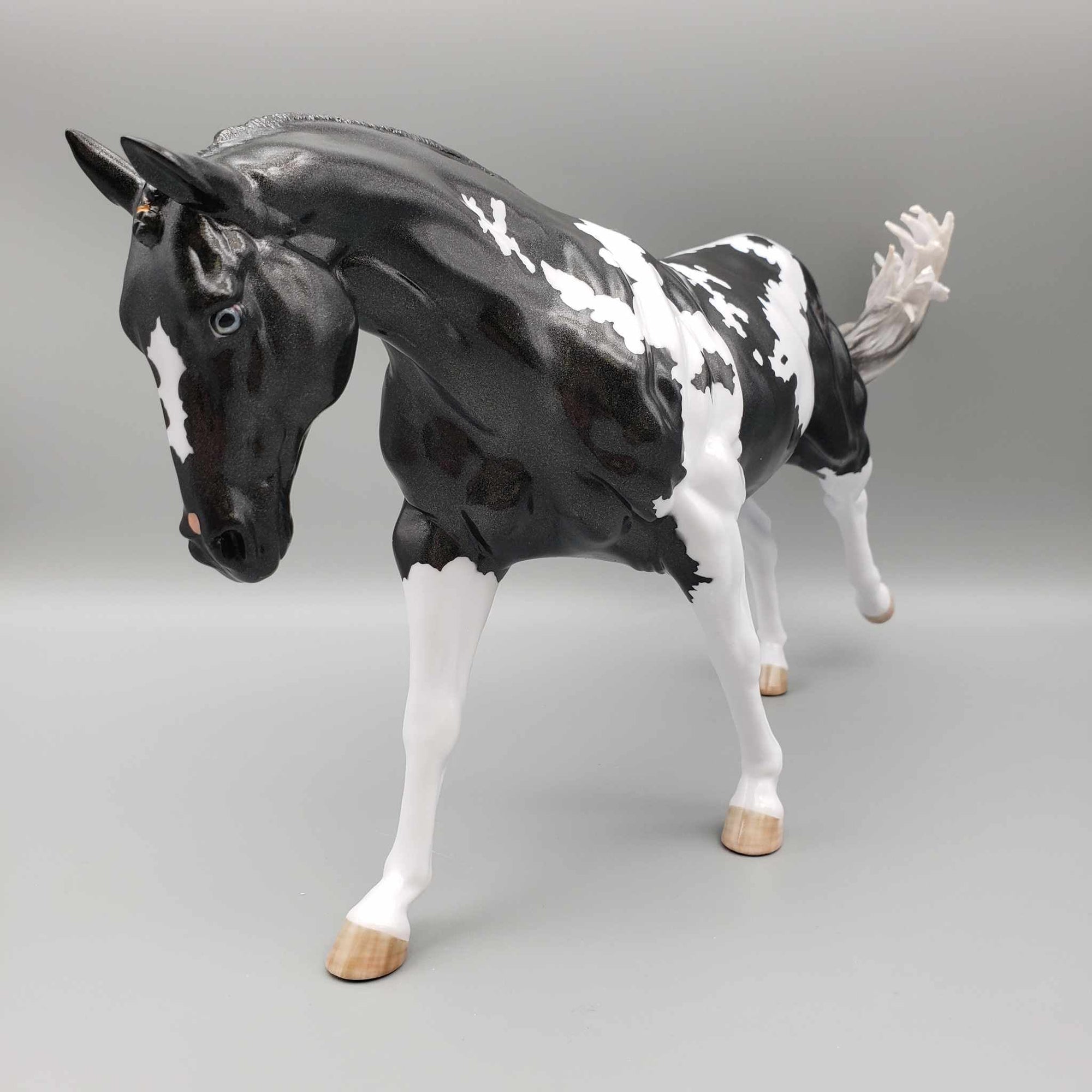 Witches Brew Holographic Black Pinto Running Stock Horse  By Myla Pearce Best Offers 10/16/23