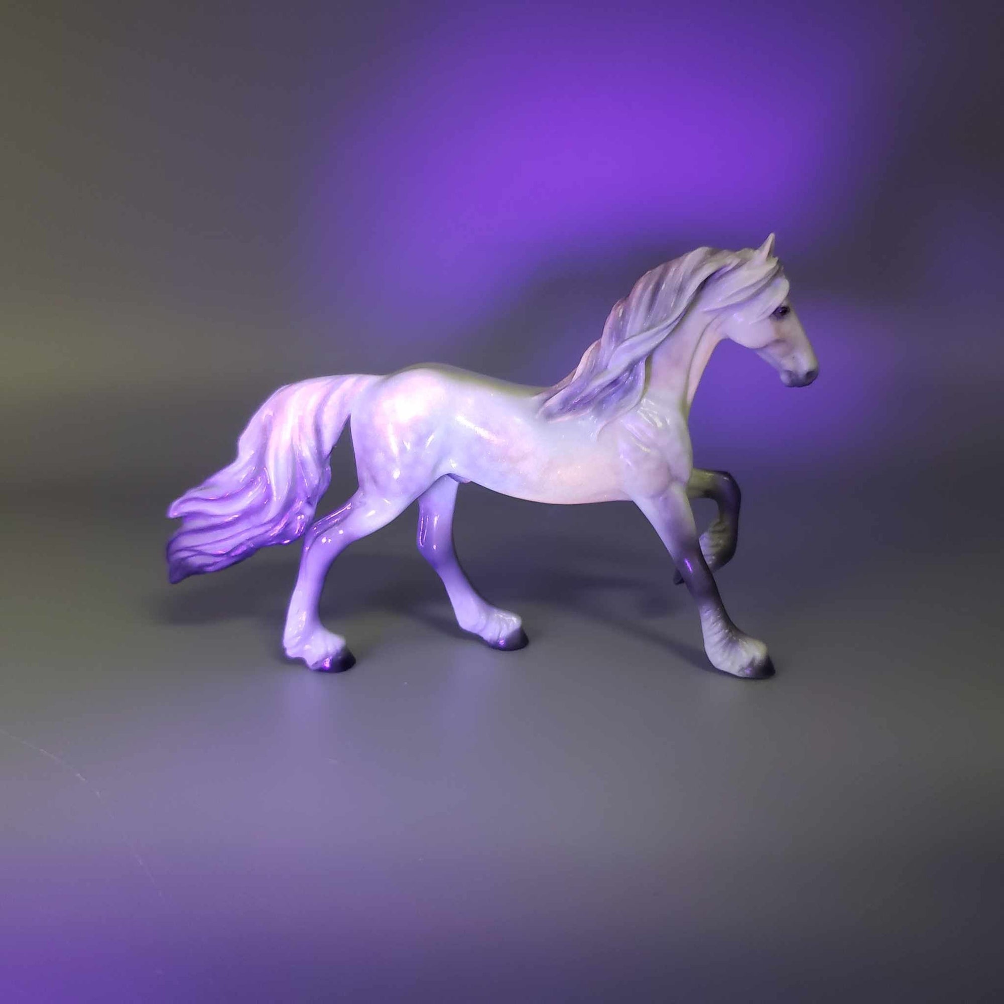 Ghost Of A Rose OOAK Deco Dappled Rose Gray Blacklight Reactive Friesian Chip By Ellen Robbins Moonlight Madness 2023 MM23