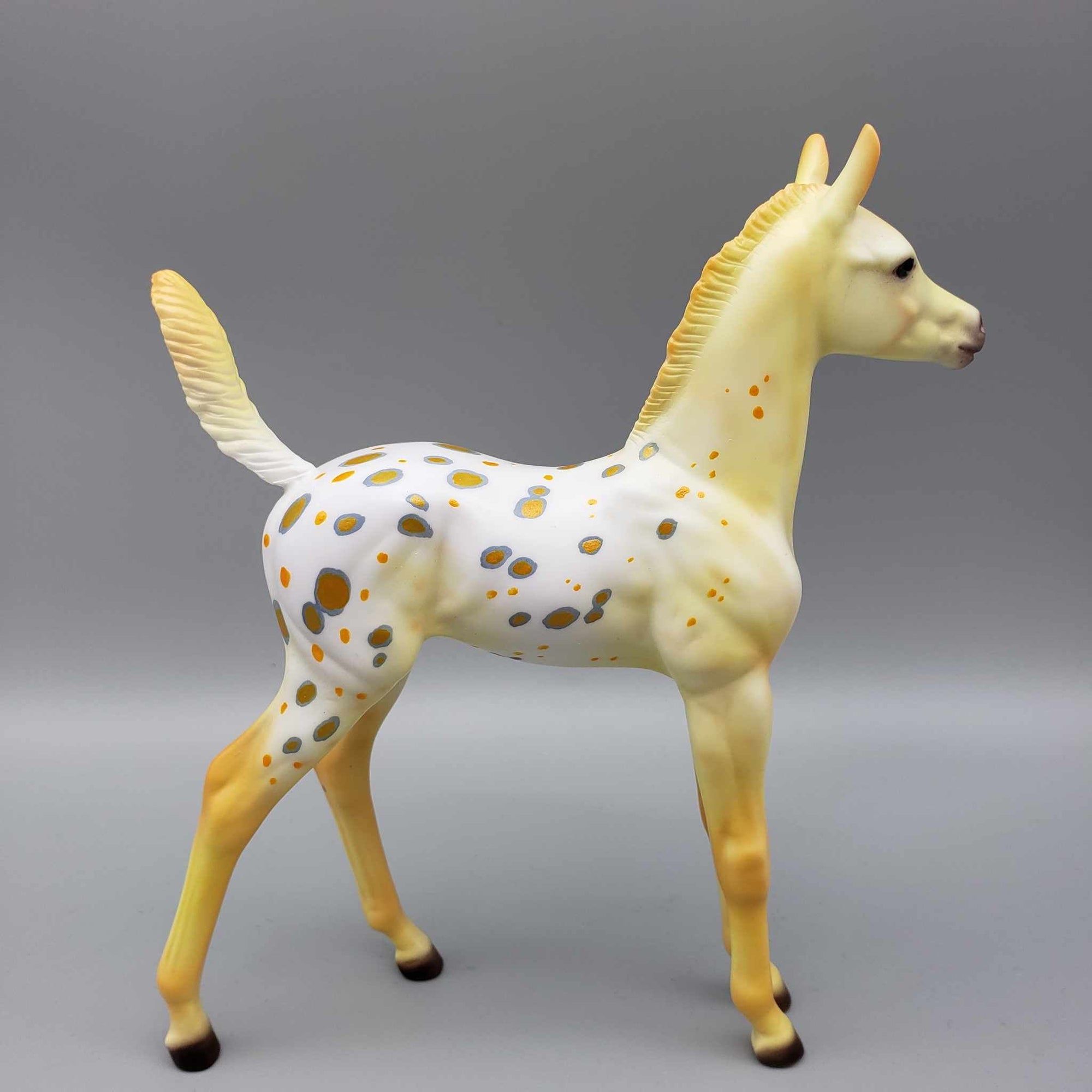 Pumpkin Seed OOAK Halloween Deco Yellow / Orange Blanket Appaloosa W/ Blacklight Arabian Foal Pebble By Ellen Robbins Moonlight Madness 2023 MM23