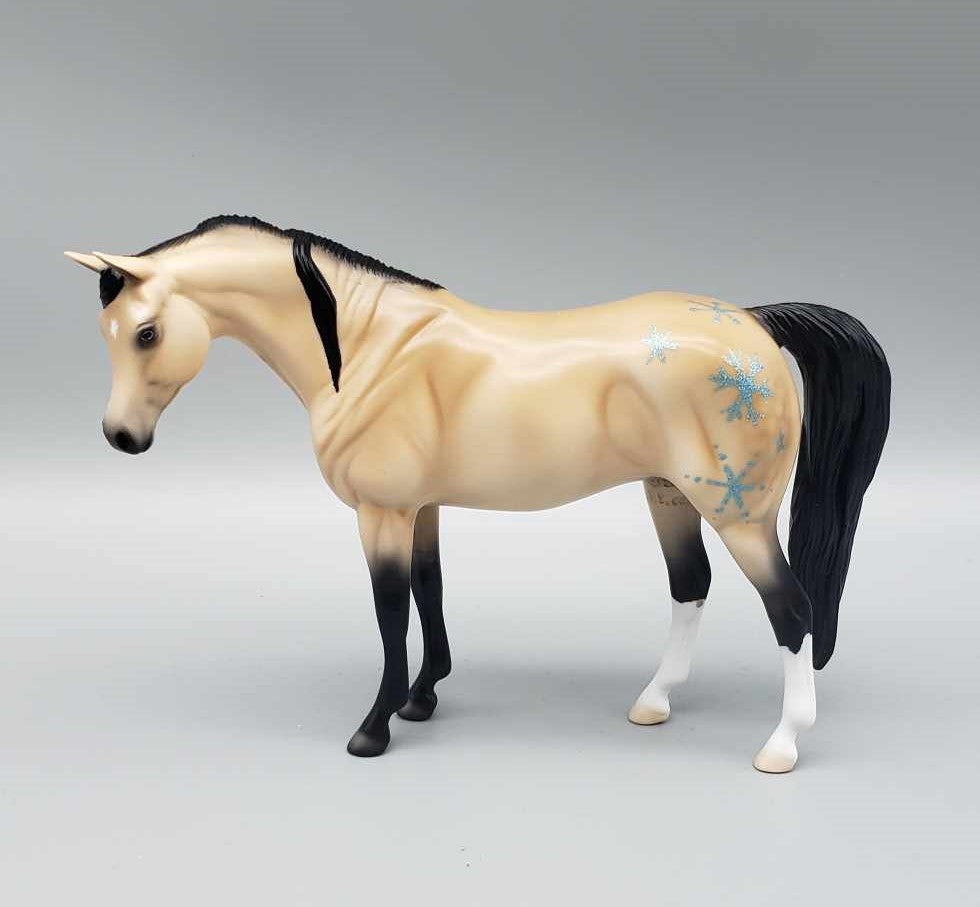 Snow Day OOAK Buckskin Deco W/ Glitter Snowflakes Arabian Pebble By Ellen Robbins Holiday Sale HS23