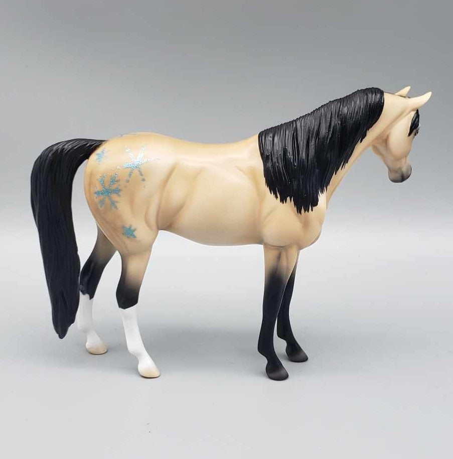 Snow Day OOAK Buckskin Deco W/ Glitter Snowflakes Arabian Pebble By Ellen Robbins Holiday Sale HS23