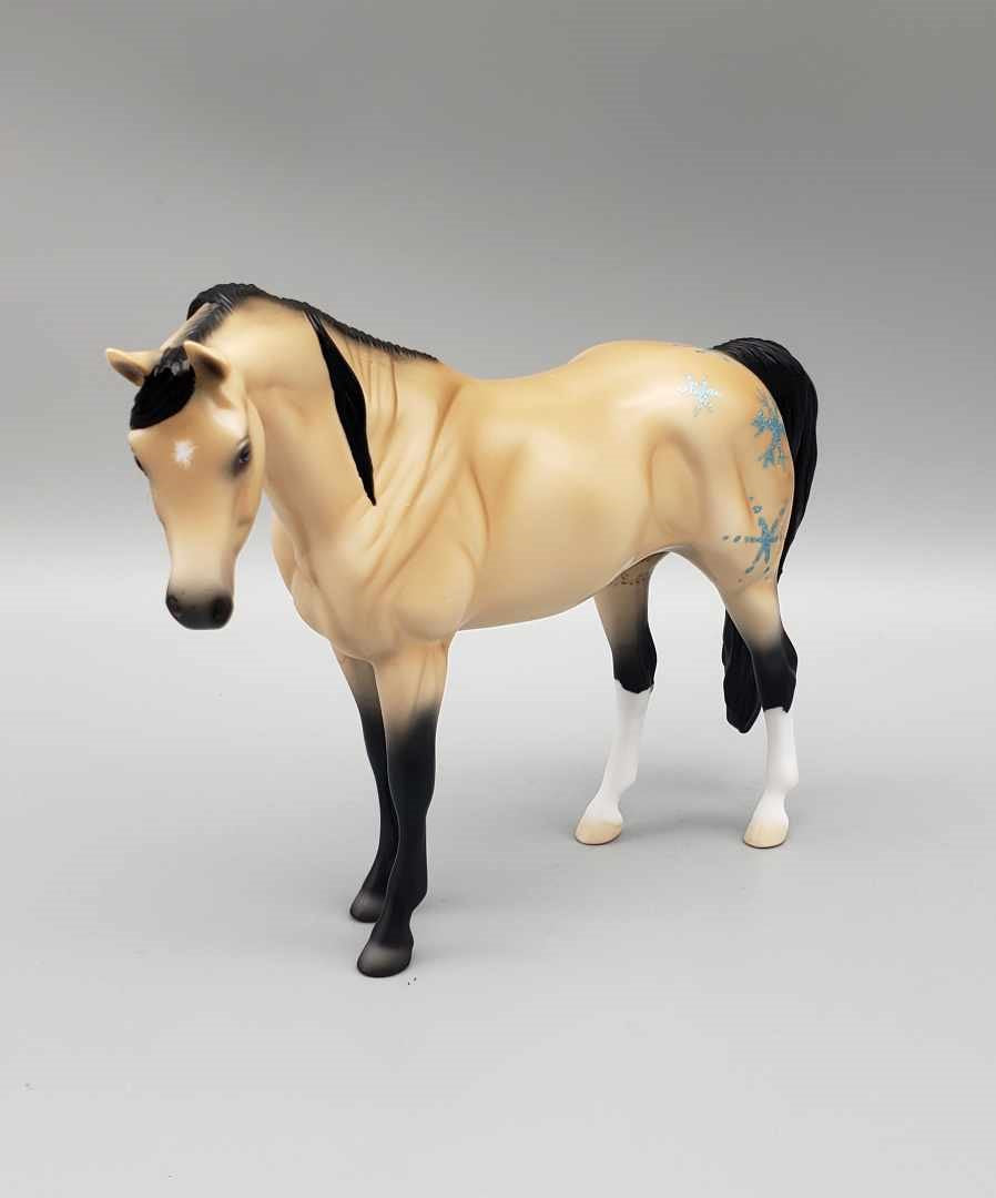 Snow Day OOAK Buckskin Deco W/ Glitter Snowflakes Arabian Pebble By Ellen Robbins Holiday Sale HS23