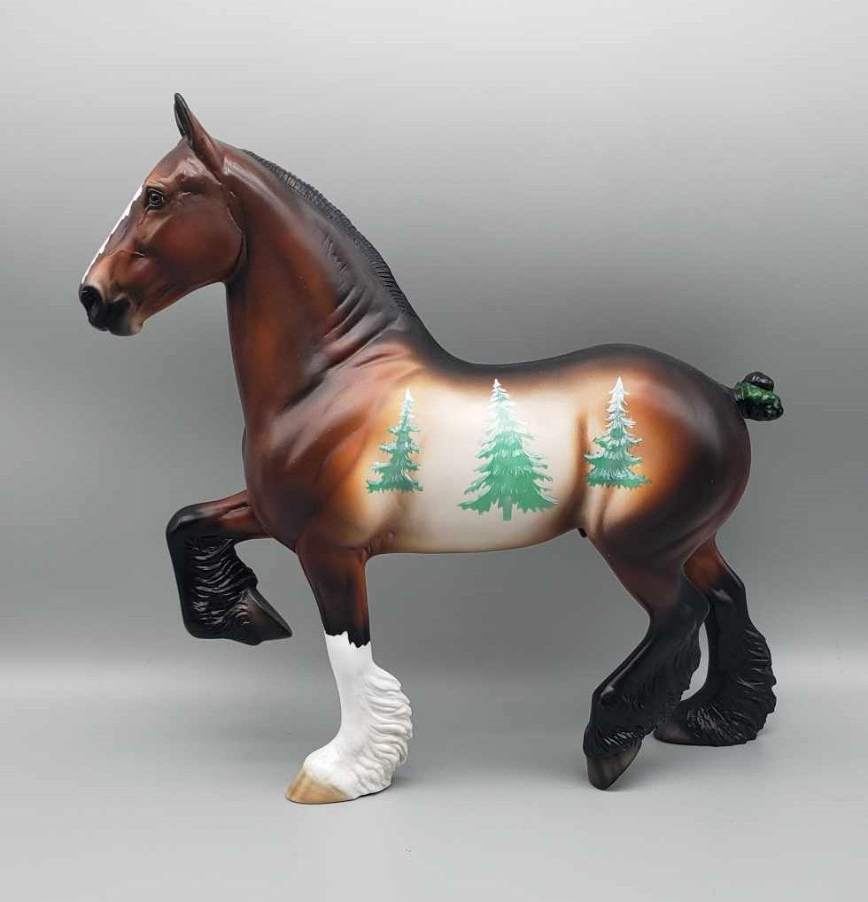 Frosted Boughs OOAK Bay Deco w/ Snow Capped Pine Trees Trotting Draft By Angela Marleau Holiday Sale HS23