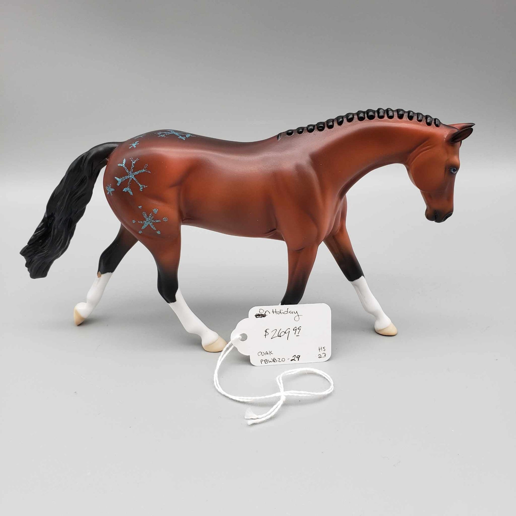 On Holiday OOAK Bay Deco W/ Glitter Snowflakes Warmblood Pebble By Ellen Robbins Holiday Sale HS23