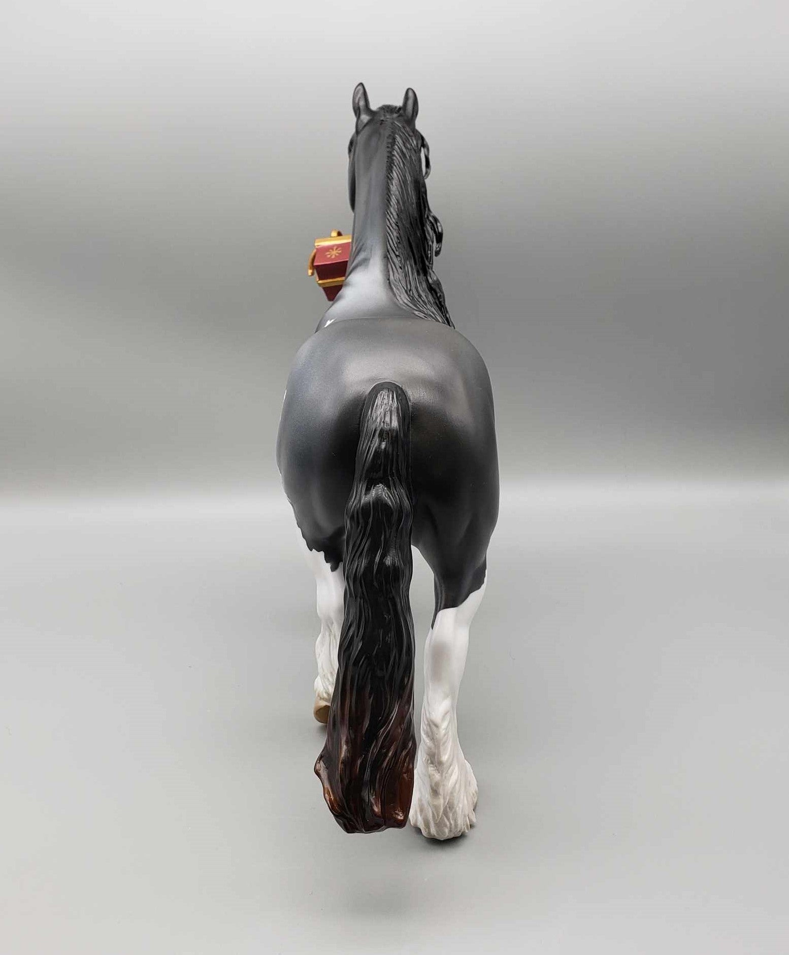 Special Delivery OOAK Blue Roan Sabino Trotting Draft carrying a Christmas Present By Angela Marleau Holiday Best Offers 12/11/23