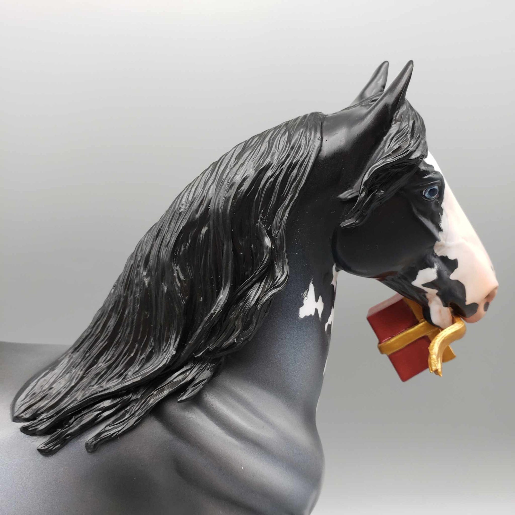 Special Delivery OOAK Blue Roan Sabino Trotting Draft carrying a Christmas Present By Angela Marleau Holiday Best Offers 12/11/23