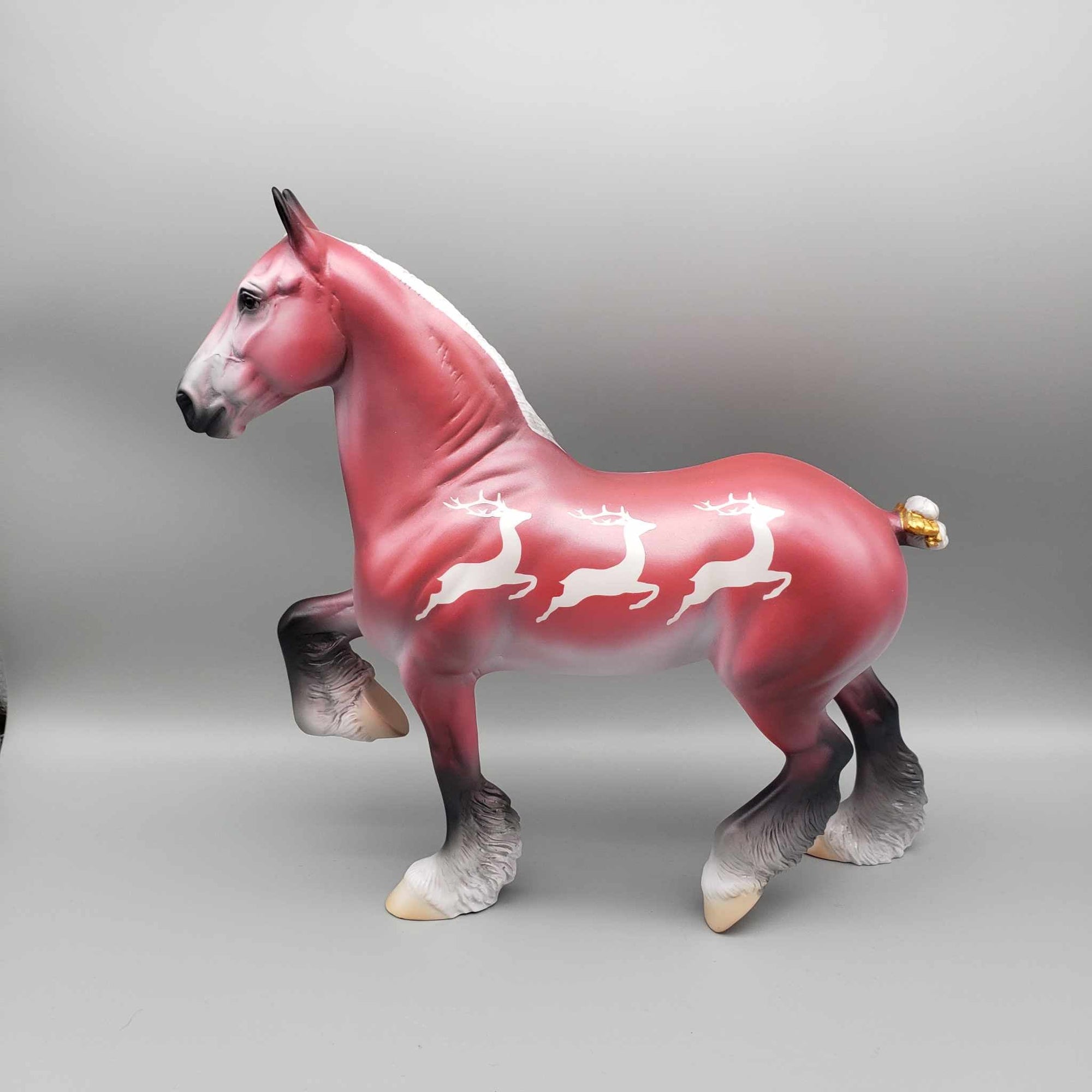 Three Reindeer Jumping OOAK Deco Trotting Drafter with Pillow Set Holiday Sale HS23