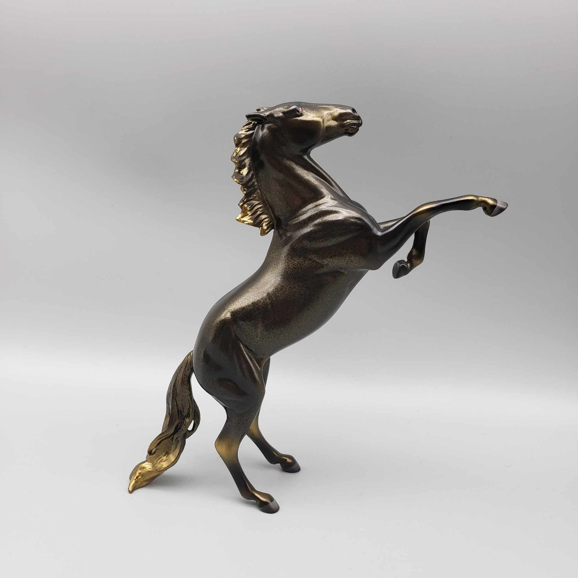 Goal Digger OOAK Gold and Black Deco Rearing Pebble by Angela Marleau New Year Sales Collection NY23