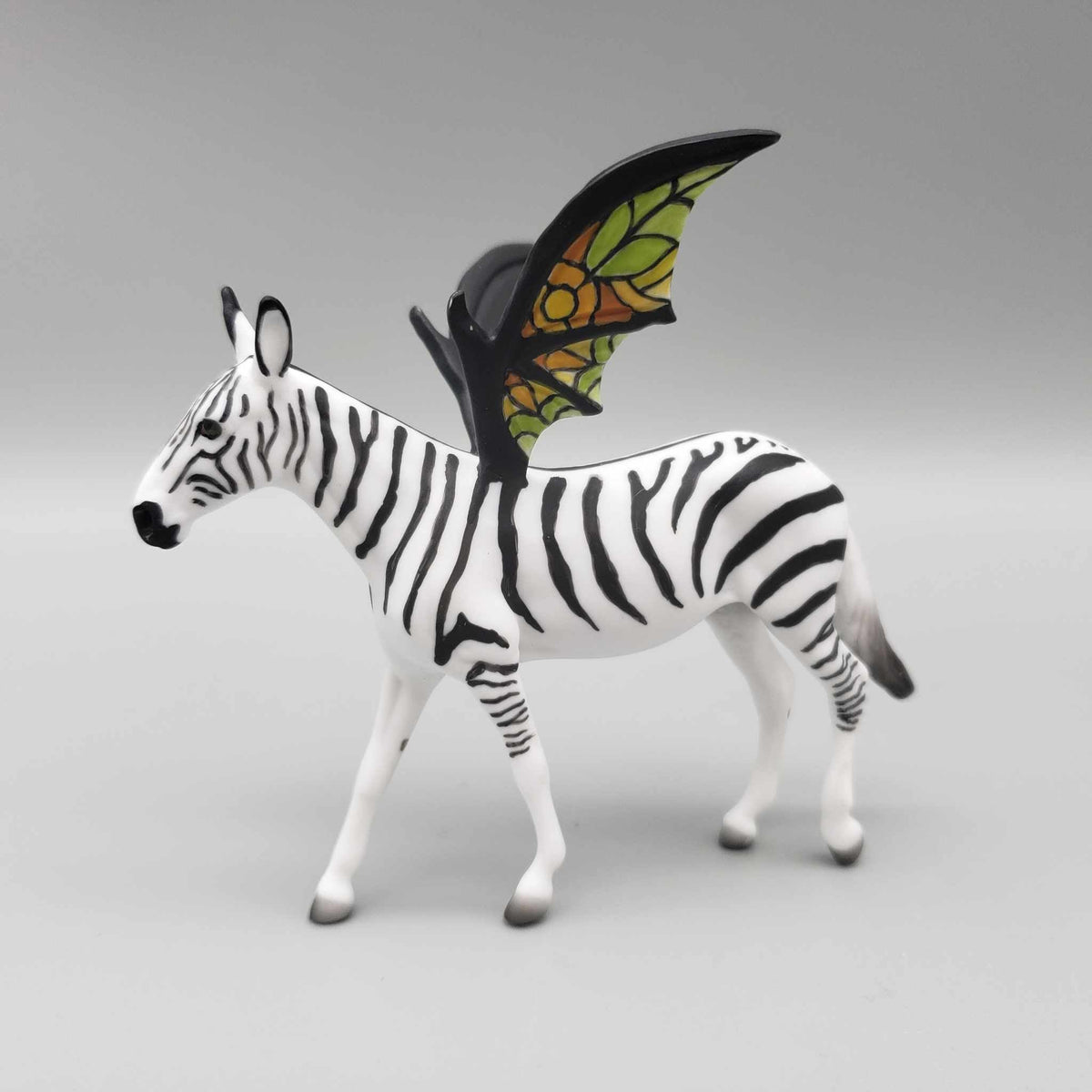 Baroque OOAK Deco Zebra w/ Stainglass Design Batwing Mule Chip By Jess Hamill Moonlight Madness 2023 MM23