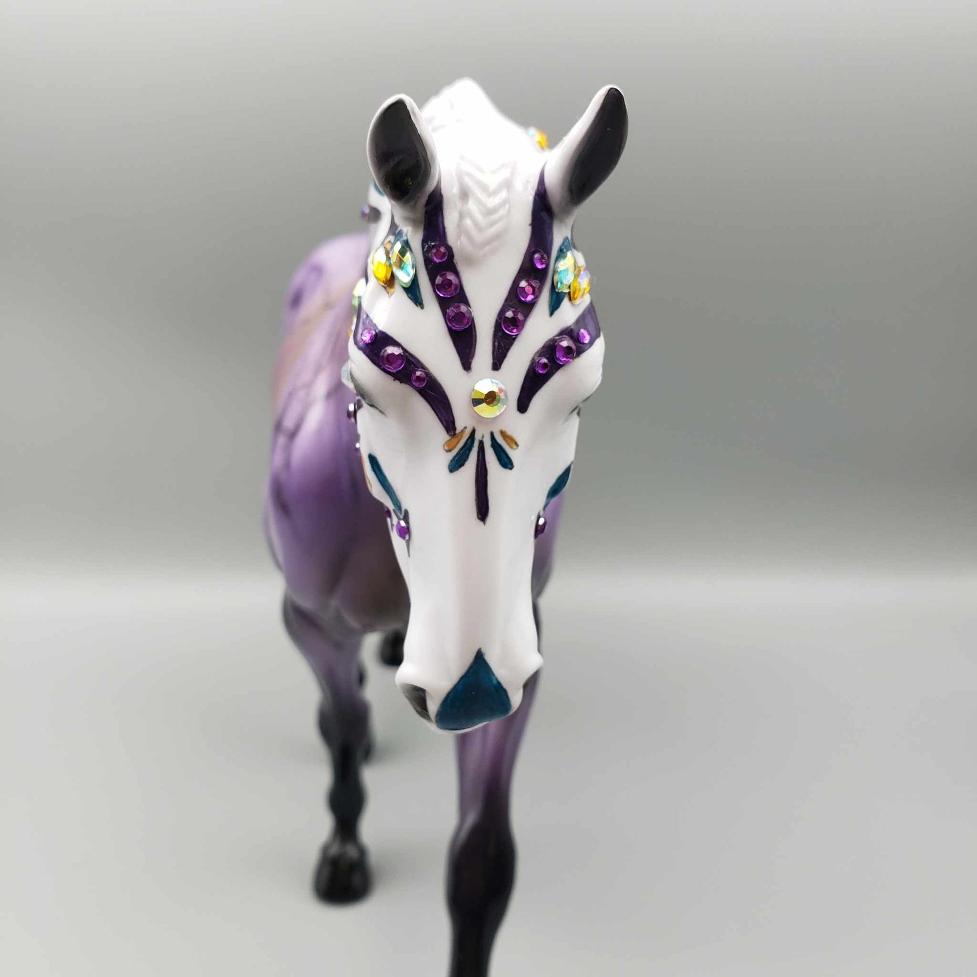 Semi Precious Soul OOAK Sugar Skull Purple Fluorite with Bling Irish Draft By Dawn Quick FALL FACEBOOK AUCTION Moonlight Madness 2023 MM23