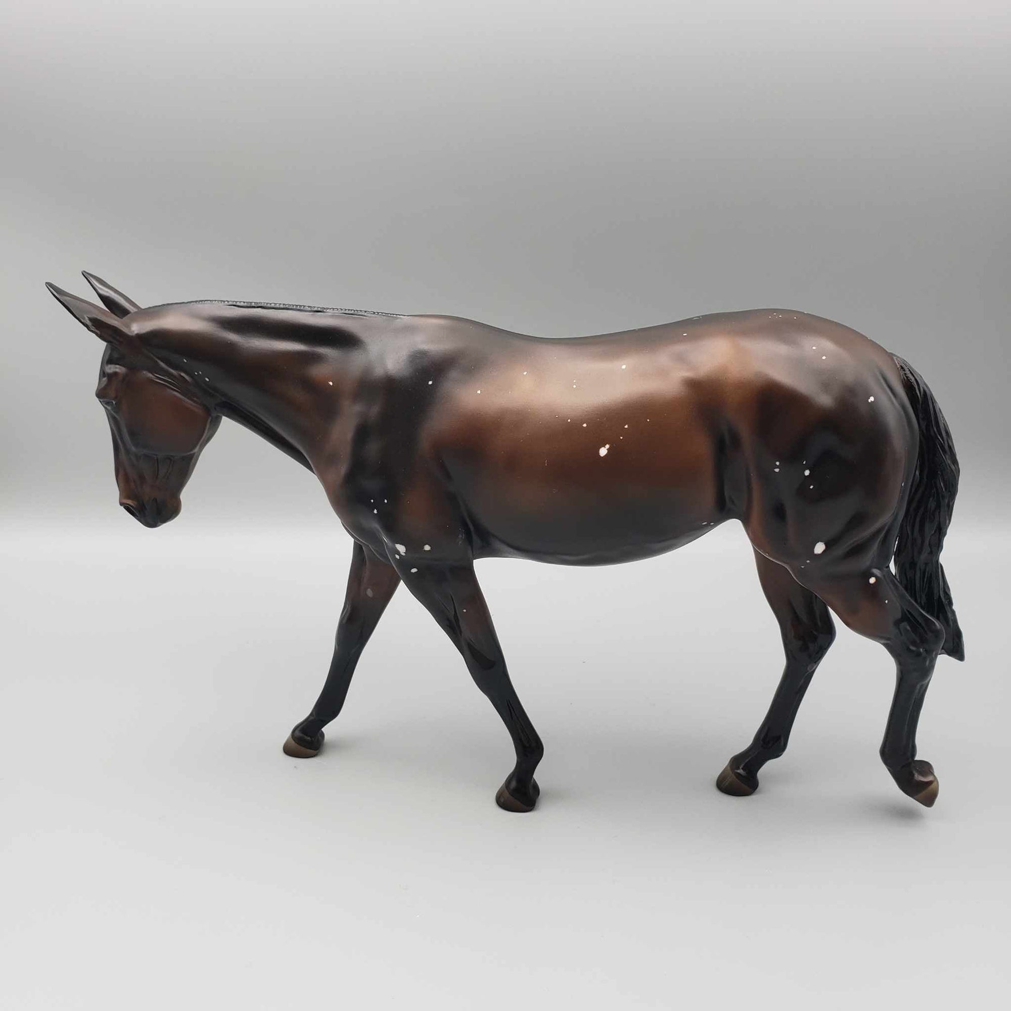 Tailsman OOAK Dark Bay W/Birdcatcher Spots And Etched Marking Mule By Ashley Palmer Moonlight Madness 2023 MM23