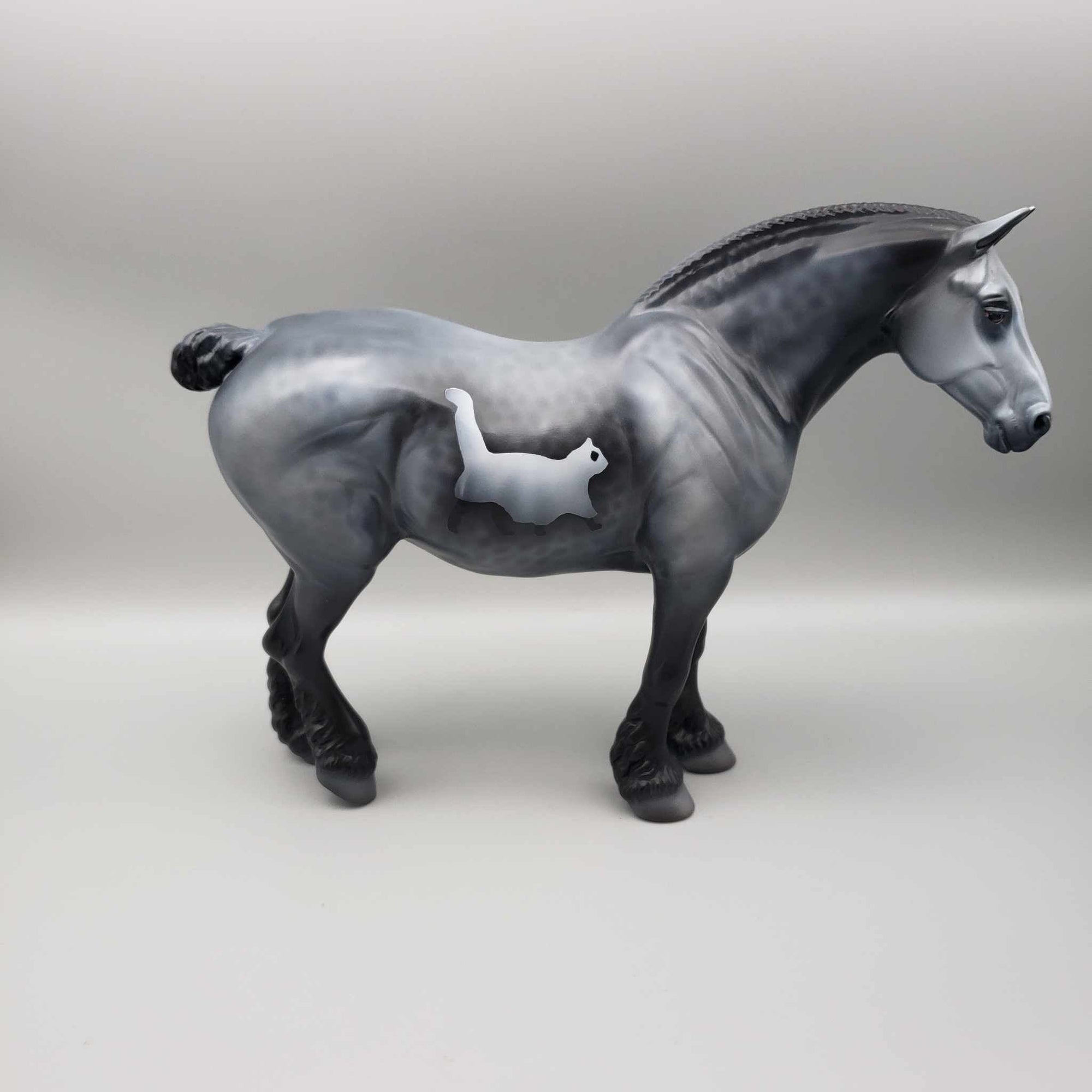 Ghost Town OOAK Halloween Deco Dappled Gray W/ Ghost Cats Roached Mane and Bobbed tail Heavy Draft By Jess Hamill Moonlight Madness 2023 MM23