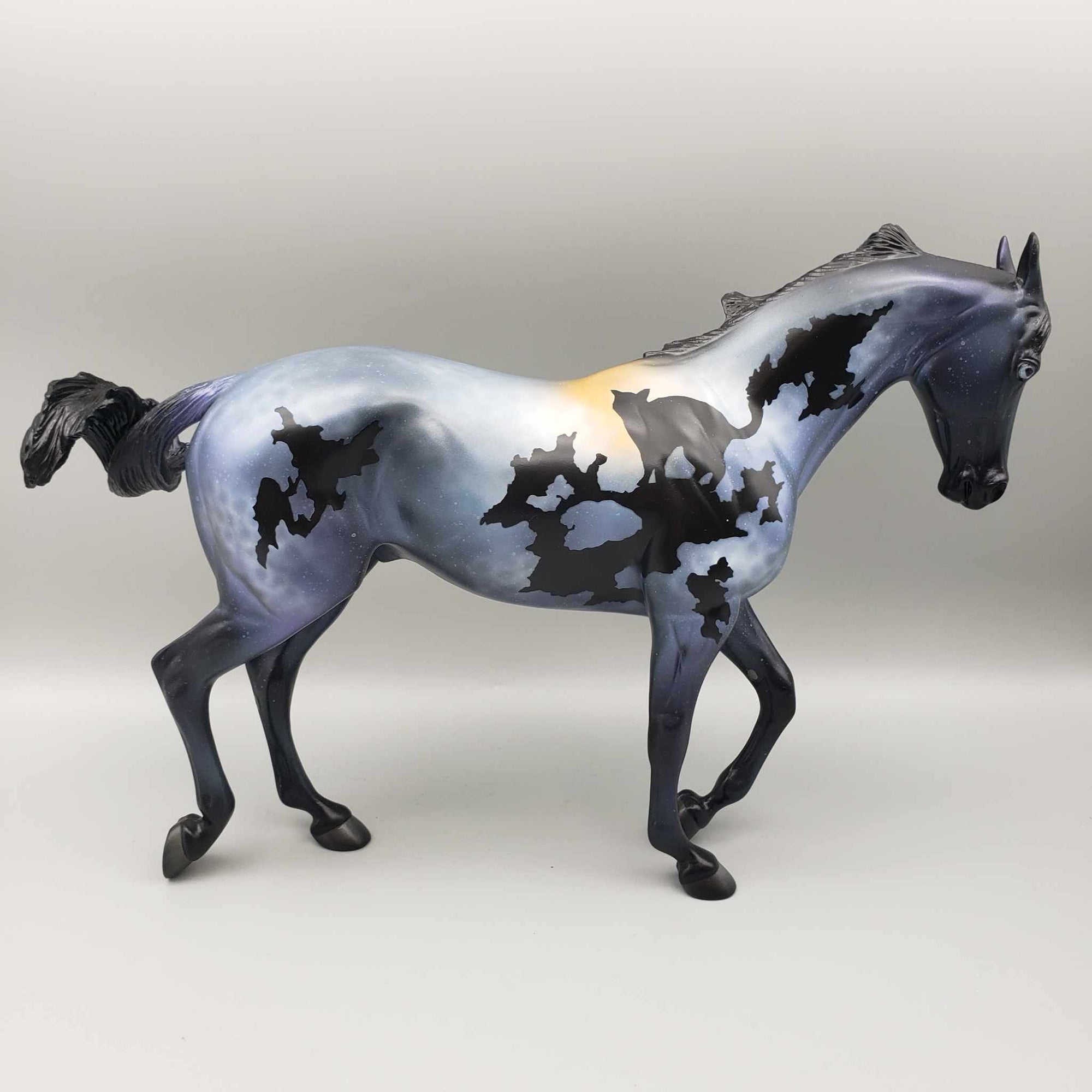 Insomnia OOAK Halloween Deco Dappled Blue Roan "Night Sky Cats" Thoroughbred  By Jess Hamill Moonlight Madness 2023 MM23