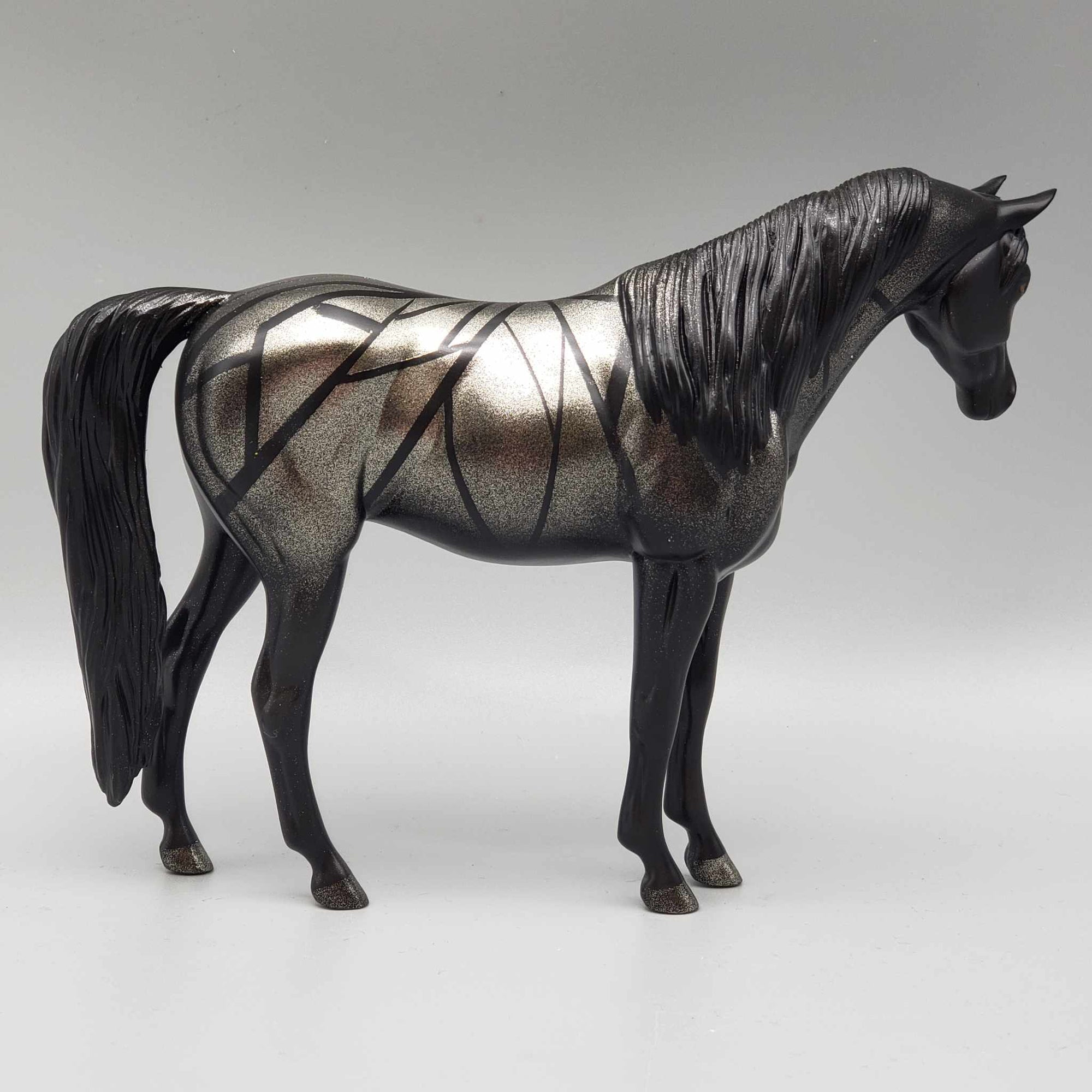 Shattered OOAK Halloween Deco Gold/Black Broken Mirror Arabian Pebble By Ellen Robbins Moonlight Madness 2023 MM23