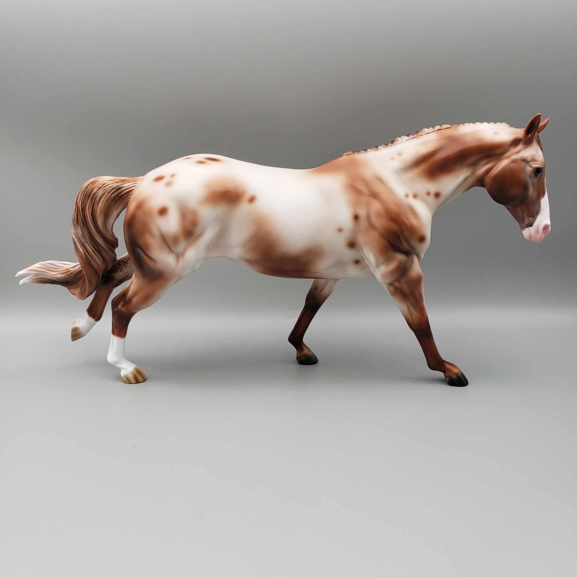 Penny Dreadful OOAK Chestnut Varnish Appaloosa W/Etching And Hoof Stripes Remington By Ashley Palmer Moonlight Madness 2023 MM23