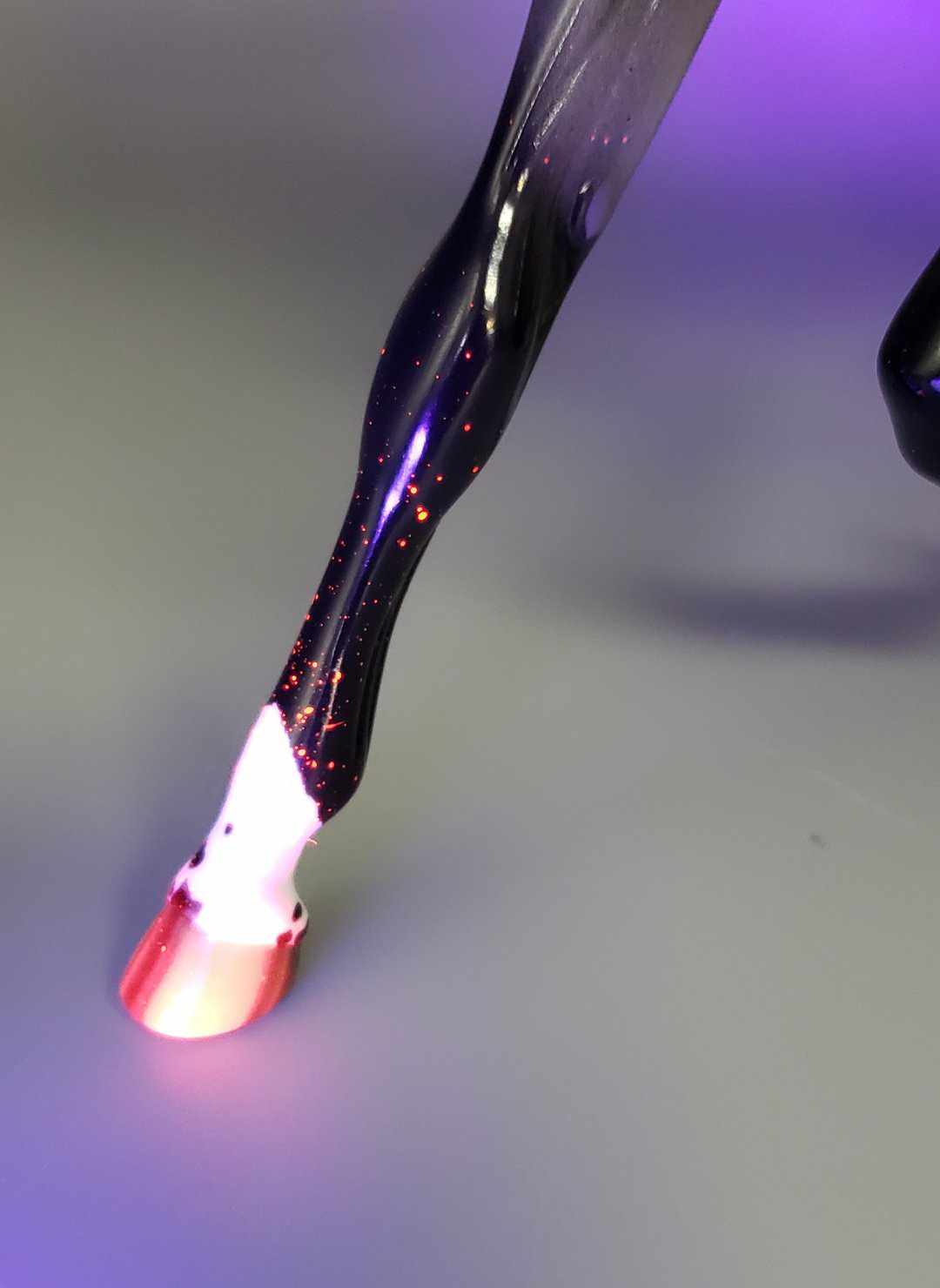 Inclement OOAK Halloween Deco Holographic Blue Roan w/ Red Blacklight Yearling By Ellen Robbins Moonlight Madness 2023 MM23