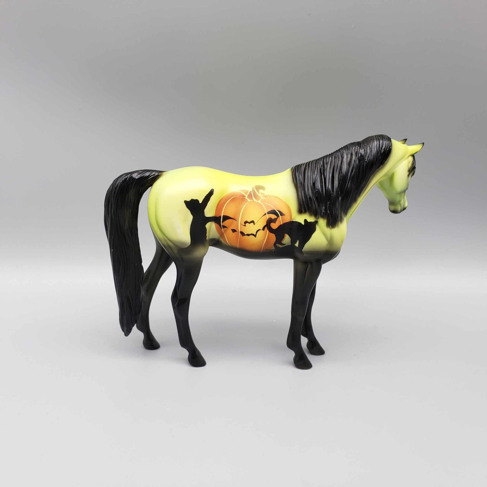 October Magic OOAK Deco Neon Green w/ Cats &amp; Pumpkins Arabian Pebble By Dawn Quick Moonlight Madness 2023 MM23