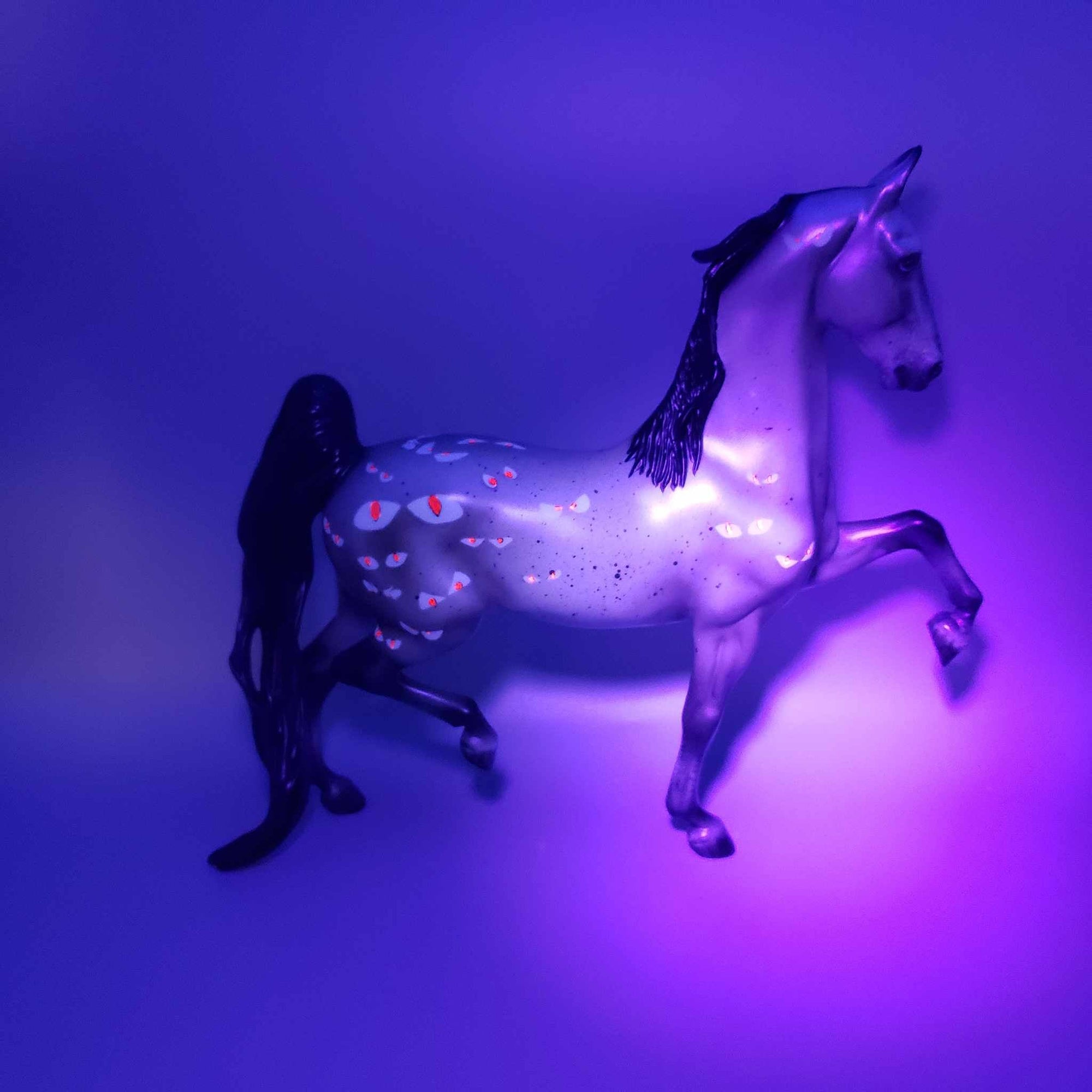 Watch OOAK Halloween Deco Bay Roan Eyepaloosa W/Red Blacklight EyesSaddlebred By Ellen Robbins Moonlight Madness 2023 MM23