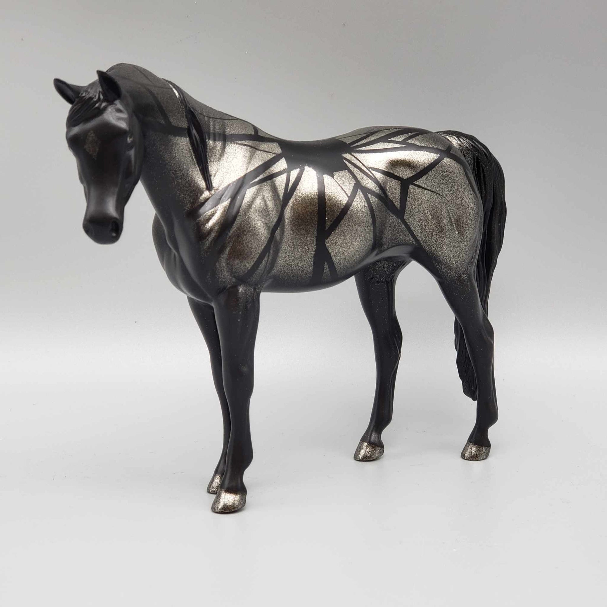 Shattered OOAK Halloween Deco Gold/Black Broken Mirror Arabian Pebble By Ellen Robbins Moonlight Madness 2023 MM23