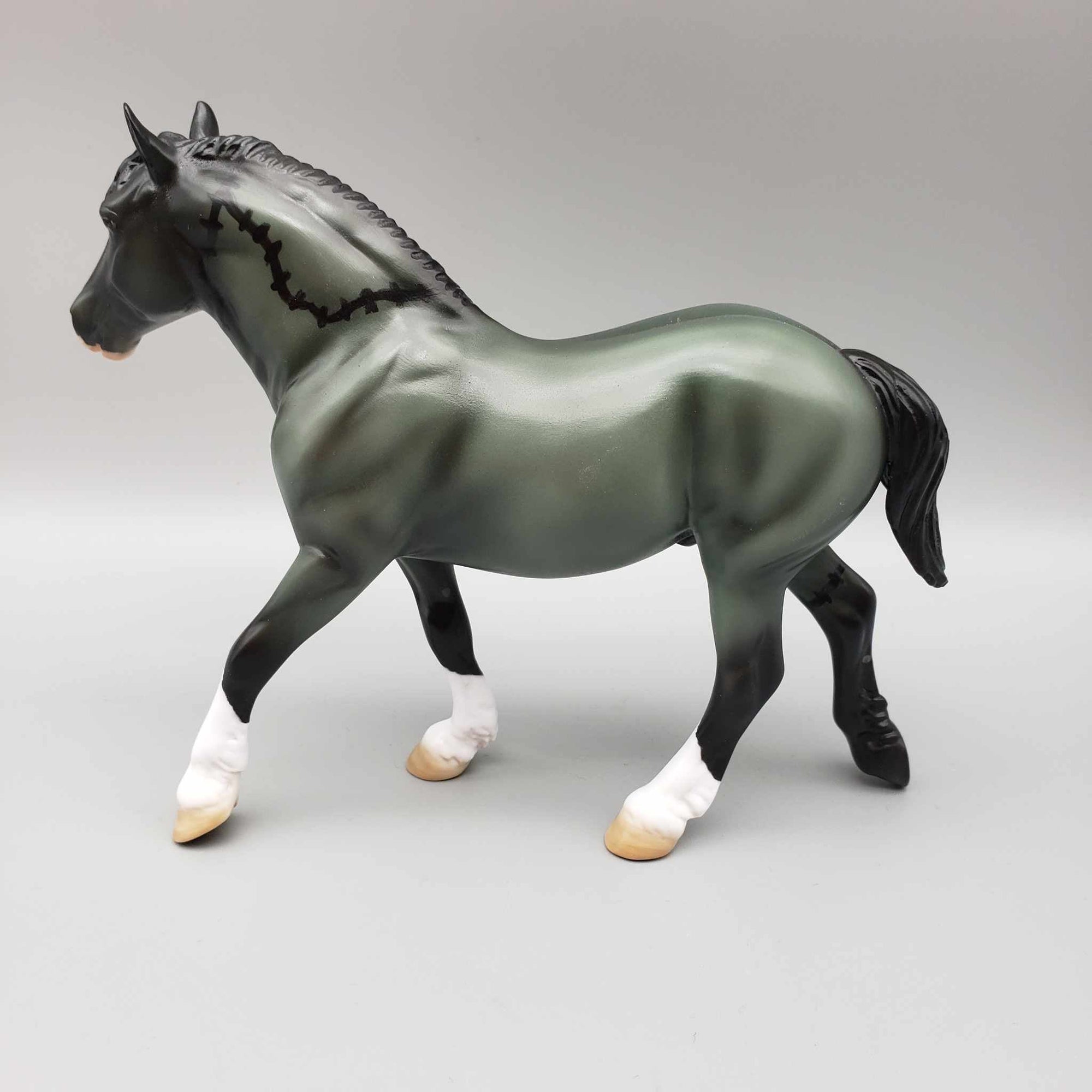 Witchful Thinking OOAK Halloween Deco Green w/Black Stiching Draft Pebble By Angela Marleau Moonlight Madness 2023 MM23