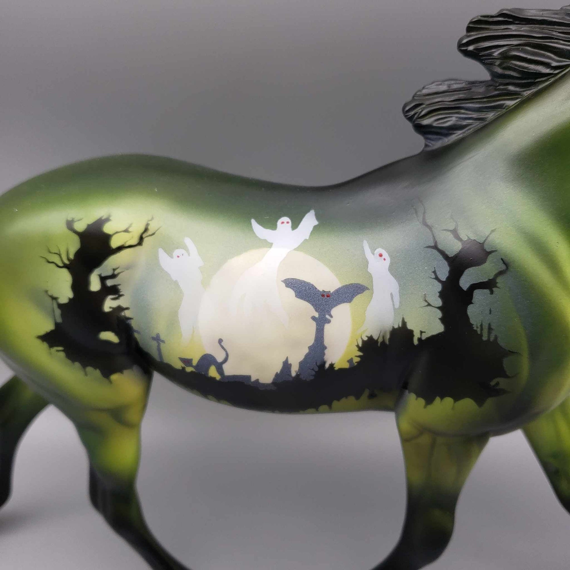 Spirits Among Us OOAK Deco Green Ghosts Scene Palouse By Dawn Quick Moonlight Madness 2023 MM23
