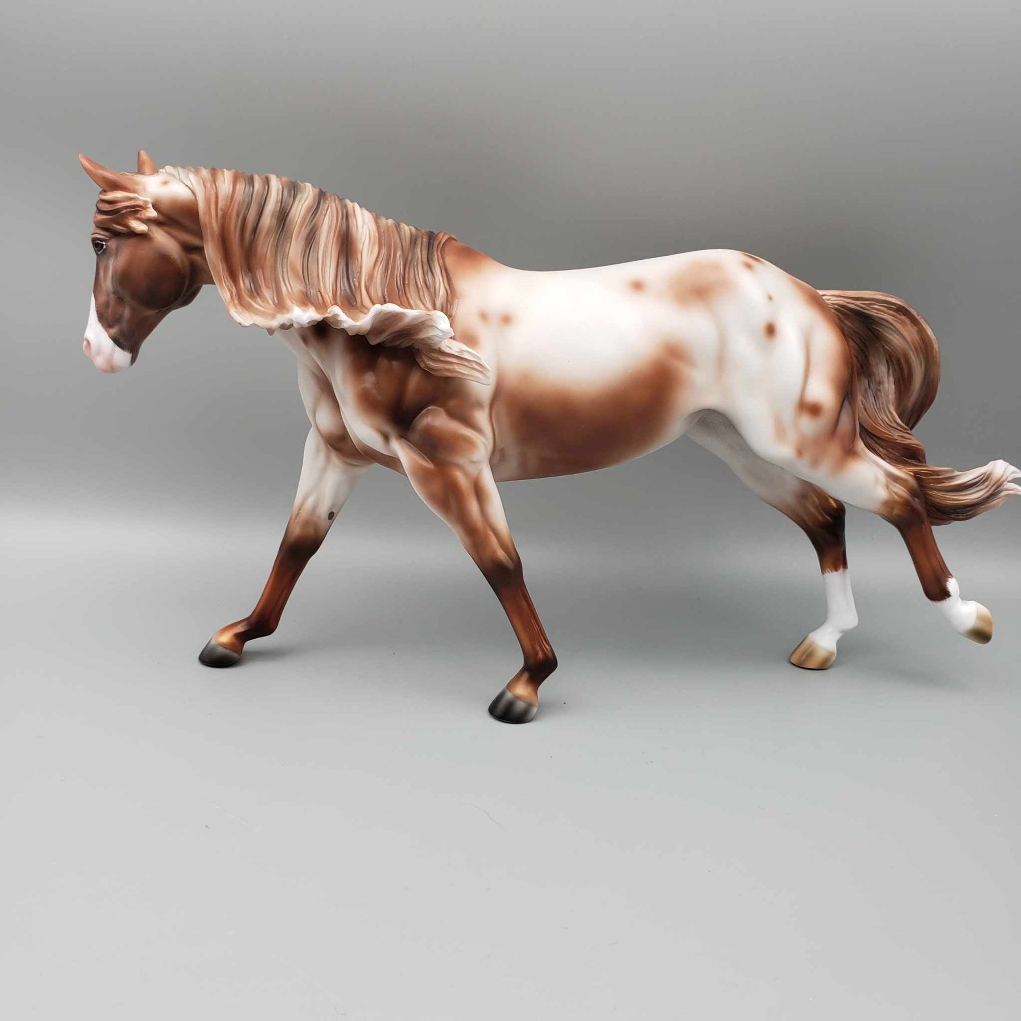 Penny Dreadful OOAK Chestnut Varnish Appaloosa W/Etching And Hoof Stripes Remington By Ashley Palmer Moonlight Madness 2023 MM23