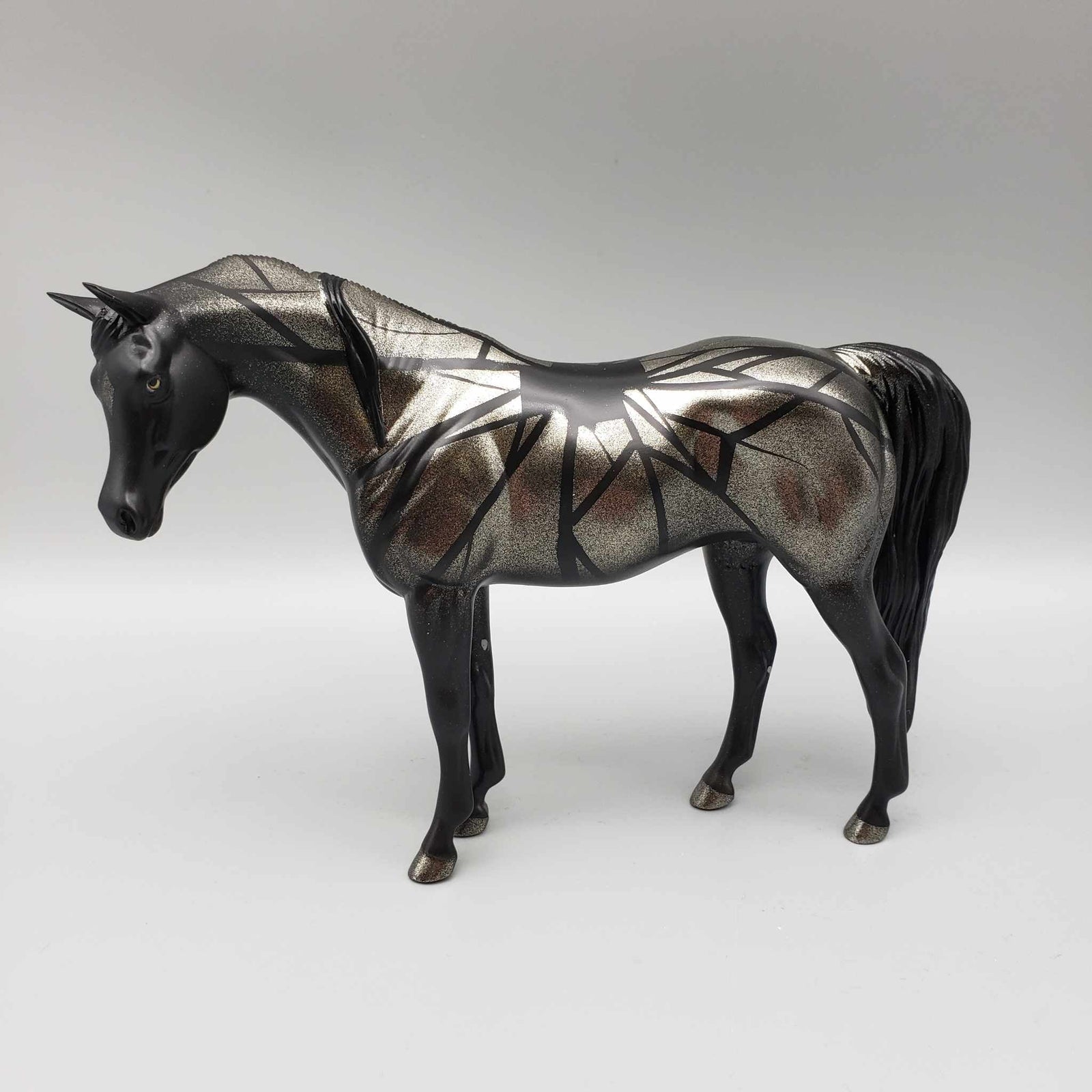 Shattered OOAK Halloween Deco Gold/Black Broken Mirror Arabian Pebble By Ellen Robbins Moonlight Madness 2023 MM23