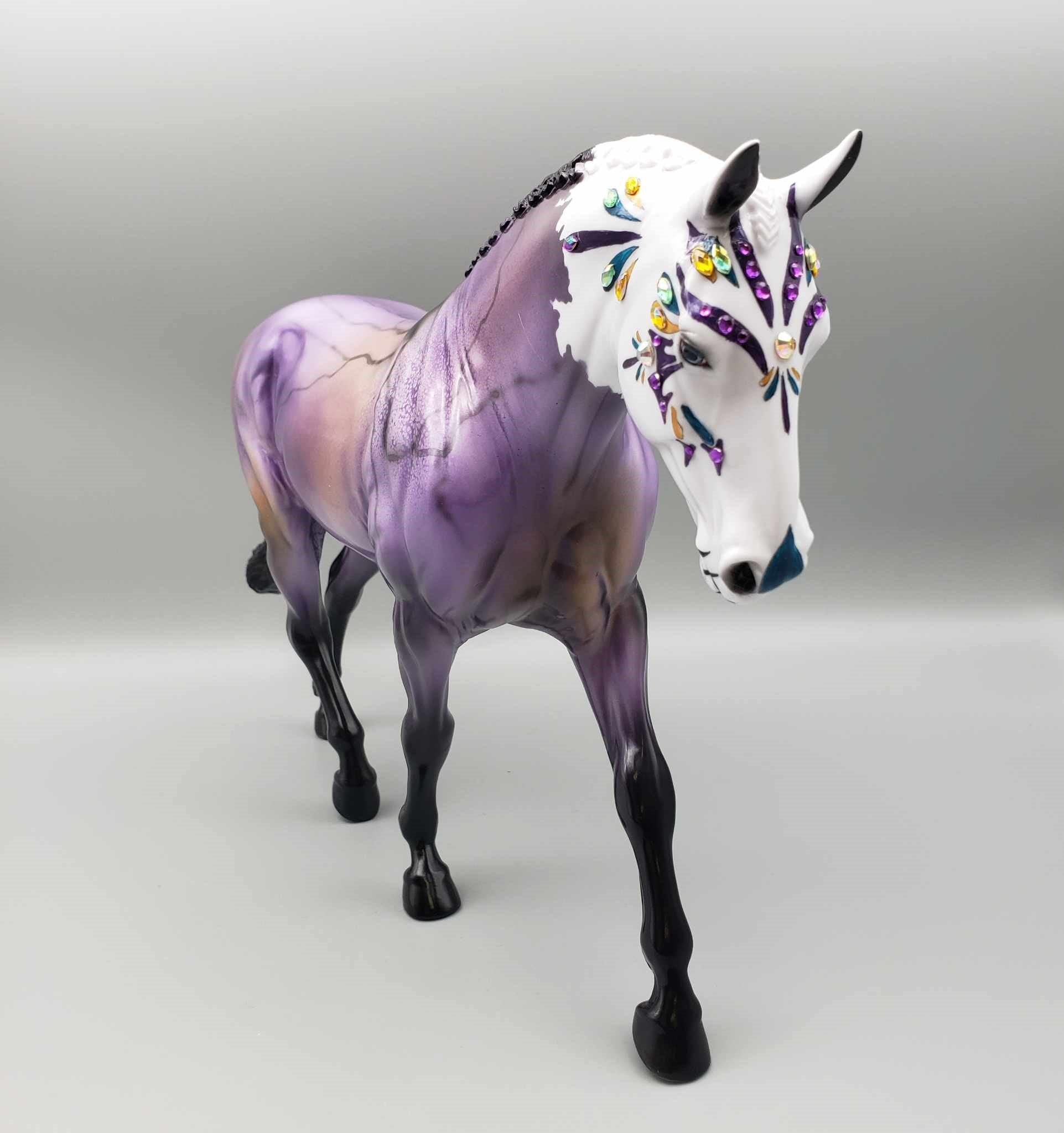 Semi Precious Soul OOAK Sugar Skull Purple Fluorite with Bling Irish Draft By Dawn Quick FALL FACEBOOK AUCTION Moonlight Madness 2023 MM23