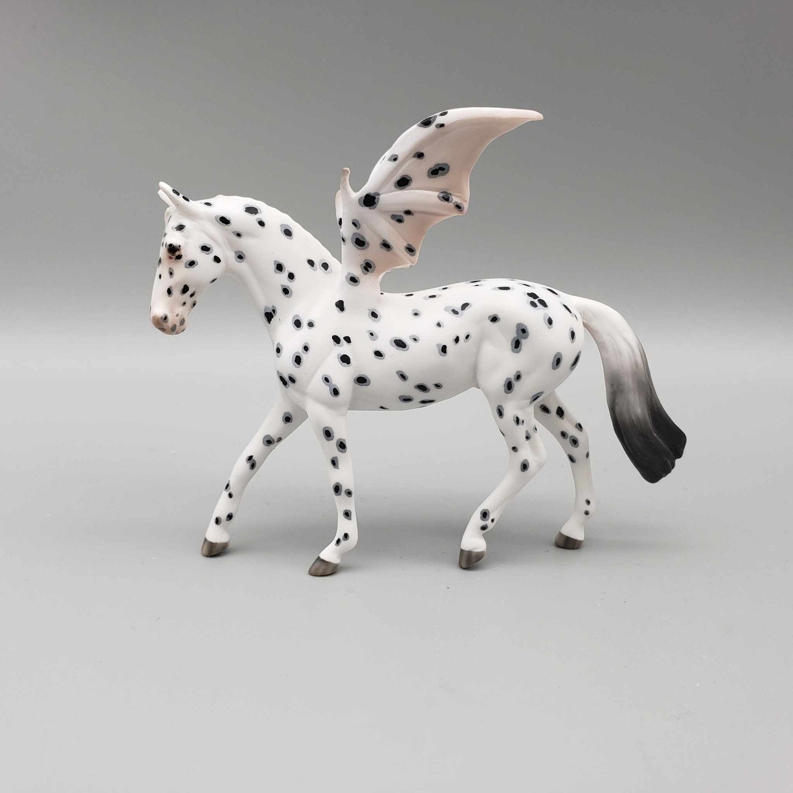 Soot Sprite OOAK Deco Black Leopard Appaloosa Blacklight Reactive Batwing Warmblood Chip By Ellen Robbins FALL FACEBOOK AUCTIONS