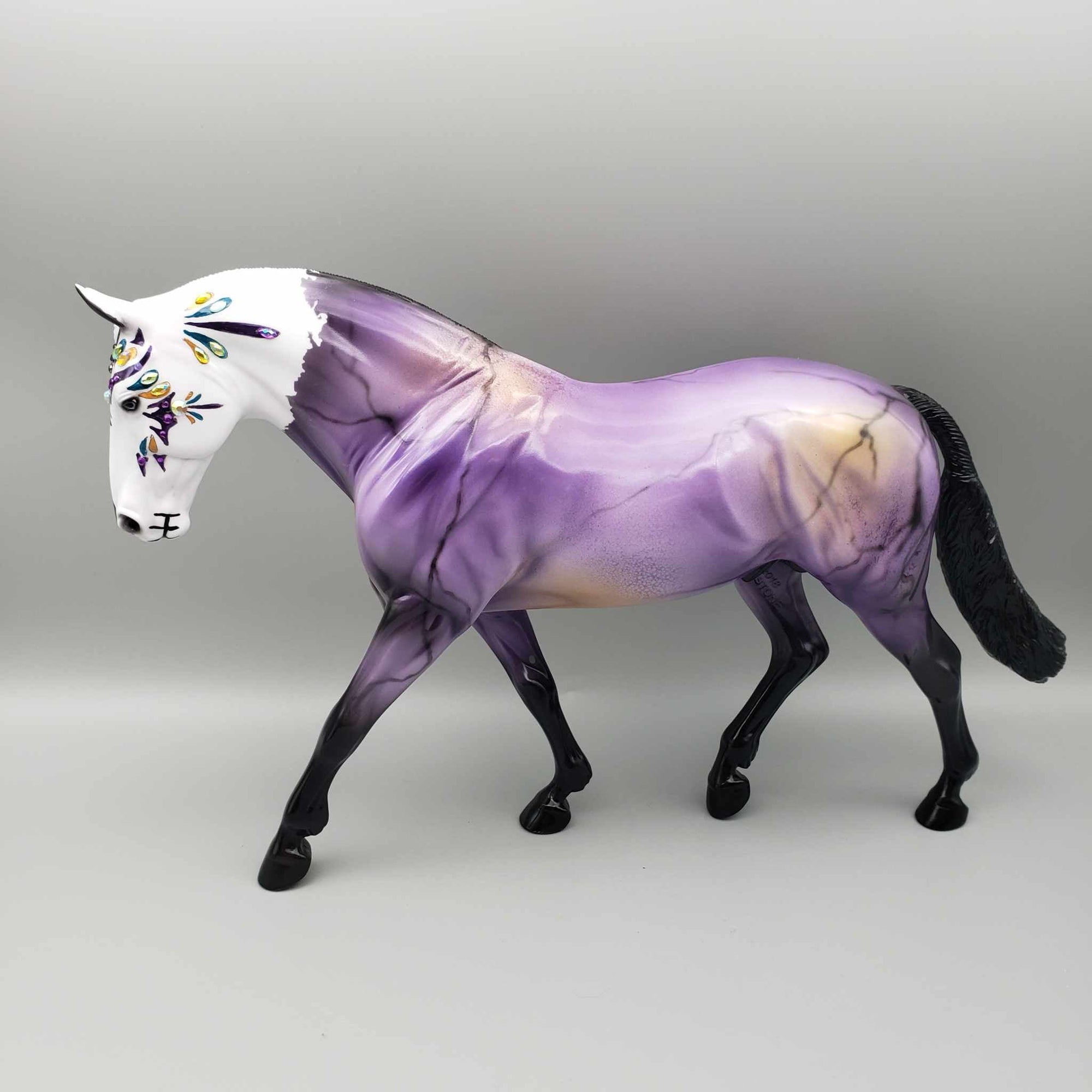 Semi Precious Soul OOAK Sugar Skull Purple Fluorite with Bling Irish Draft By Dawn Quick FALL FACEBOOK AUCTION Moonlight Madness 2023 MM23