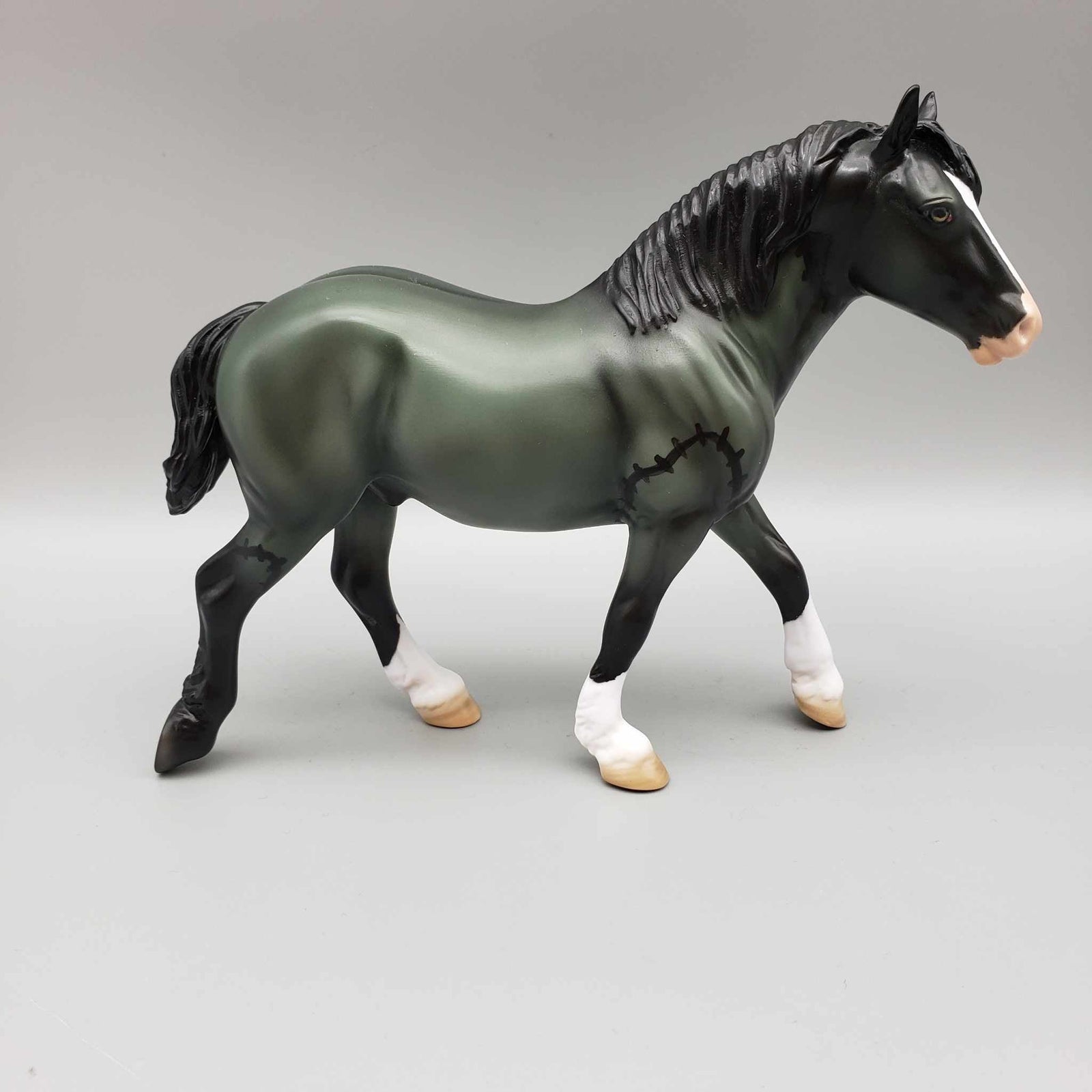 Witchful Thinking OOAK Halloween Deco Green w/Black Stiching Draft Pebble By Angela Marleau Moonlight Madness 2023 MM23