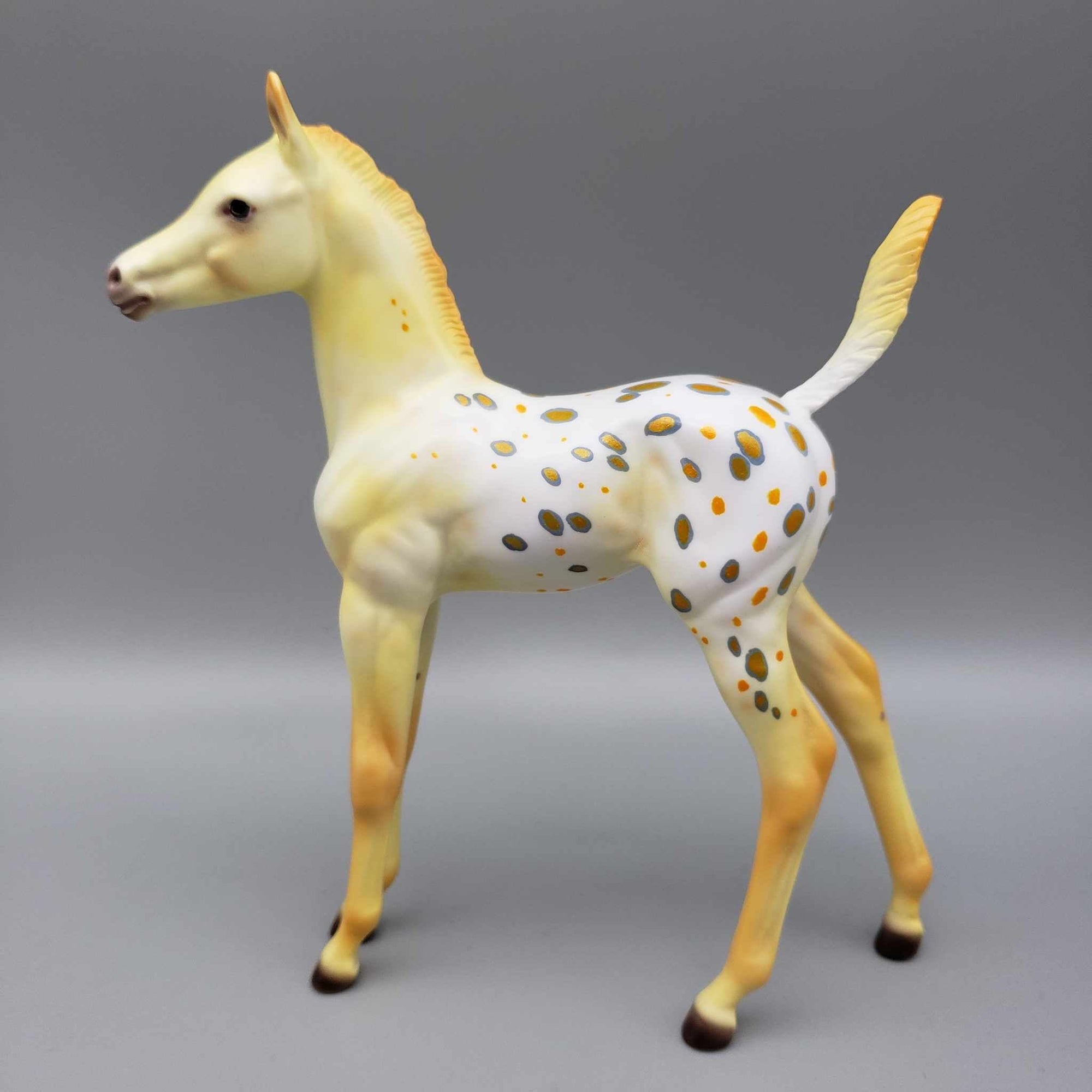 Pumpkin Seed OOAK Halloween Deco Yellow / Orange Blanket Appaloosa W/ Blacklight Arabian Foal Pebble By Ellen Robbins Moonlight Madness 2023 MM23