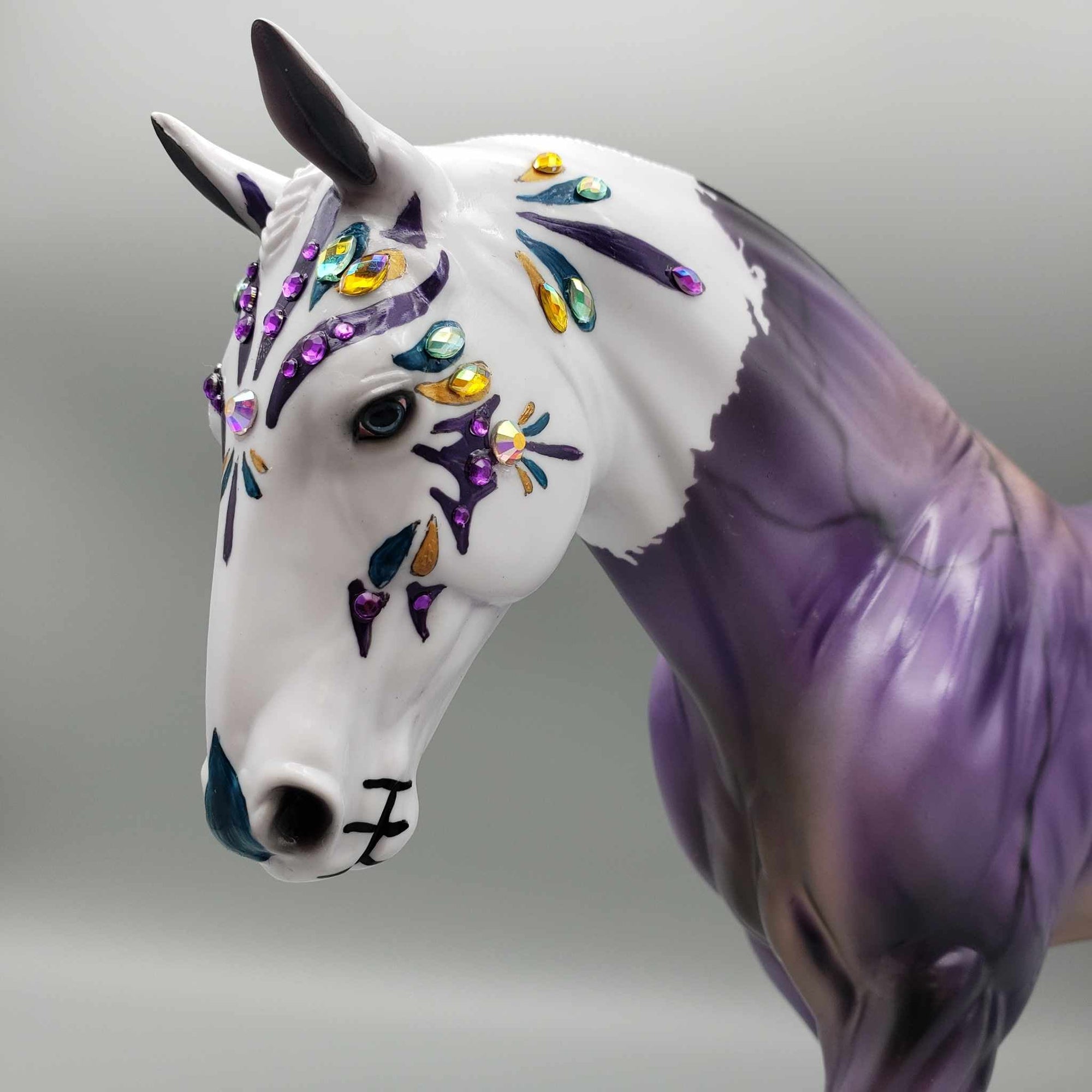 Semi Precious Soul OOAK Sugar Skull Purple Fluorite with Bling Irish Draft By Dawn Quick FALL FACEBOOK AUCTION Moonlight Madness 2023 MM23